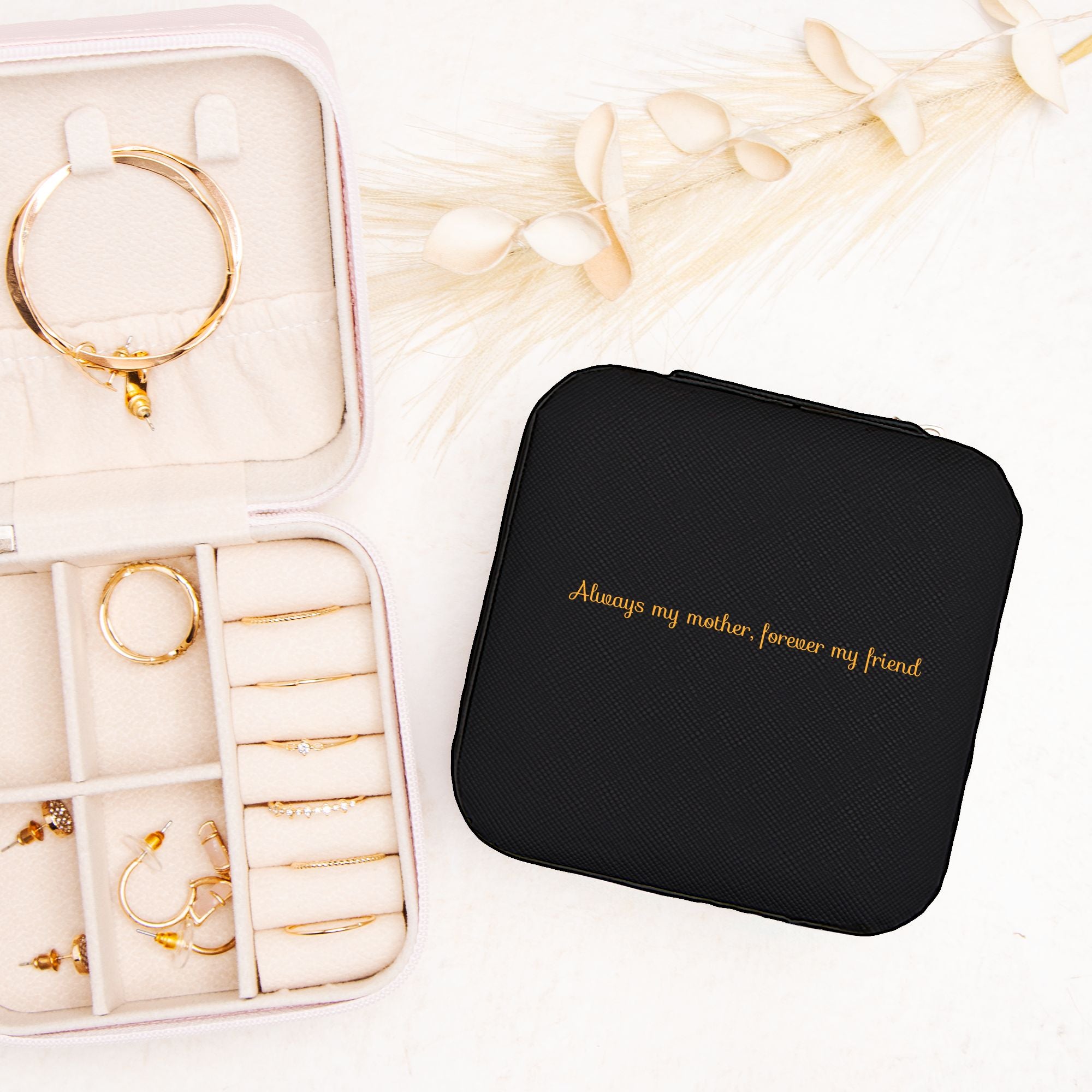 🌸 To My Mother – Jewelry Travel Case | “Always My Mother, Forever My Friend” Keepsake Gift
