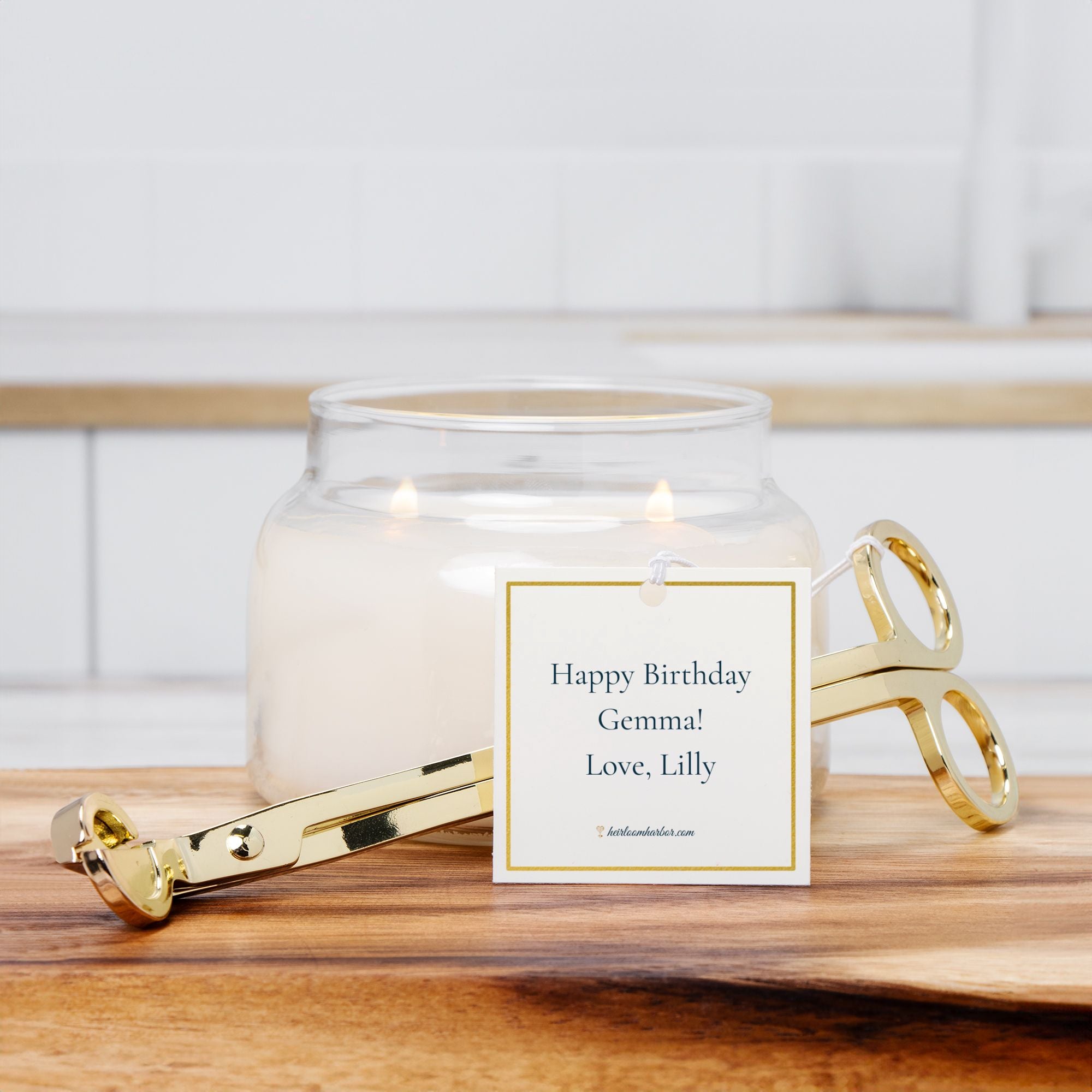 Custom Wick Trimmer with Personalized Gift Tag – Gold, Silver, or Black | Candle Care Tool