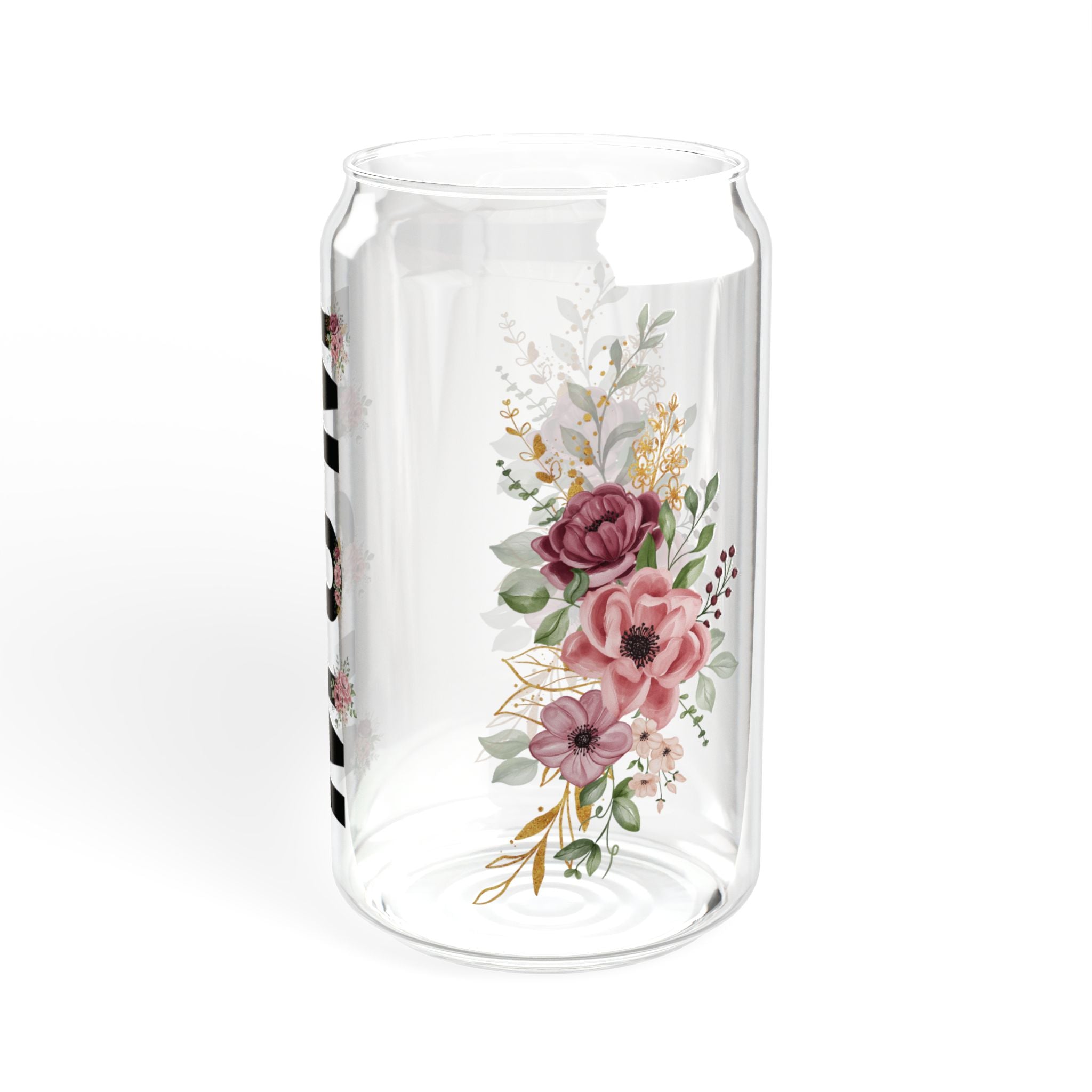 🌸 Floral Mom Life Glass Tumbler – 16oz Reusable Cup with Bamboo Lid & Straw