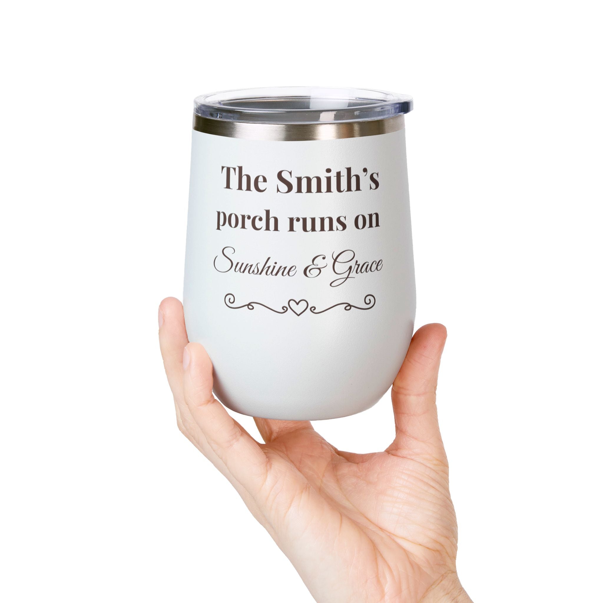 🫶 Personalized “Sunshine & Grace” Porch Tumbler – 12oz Insulated Stainless Steel Cup