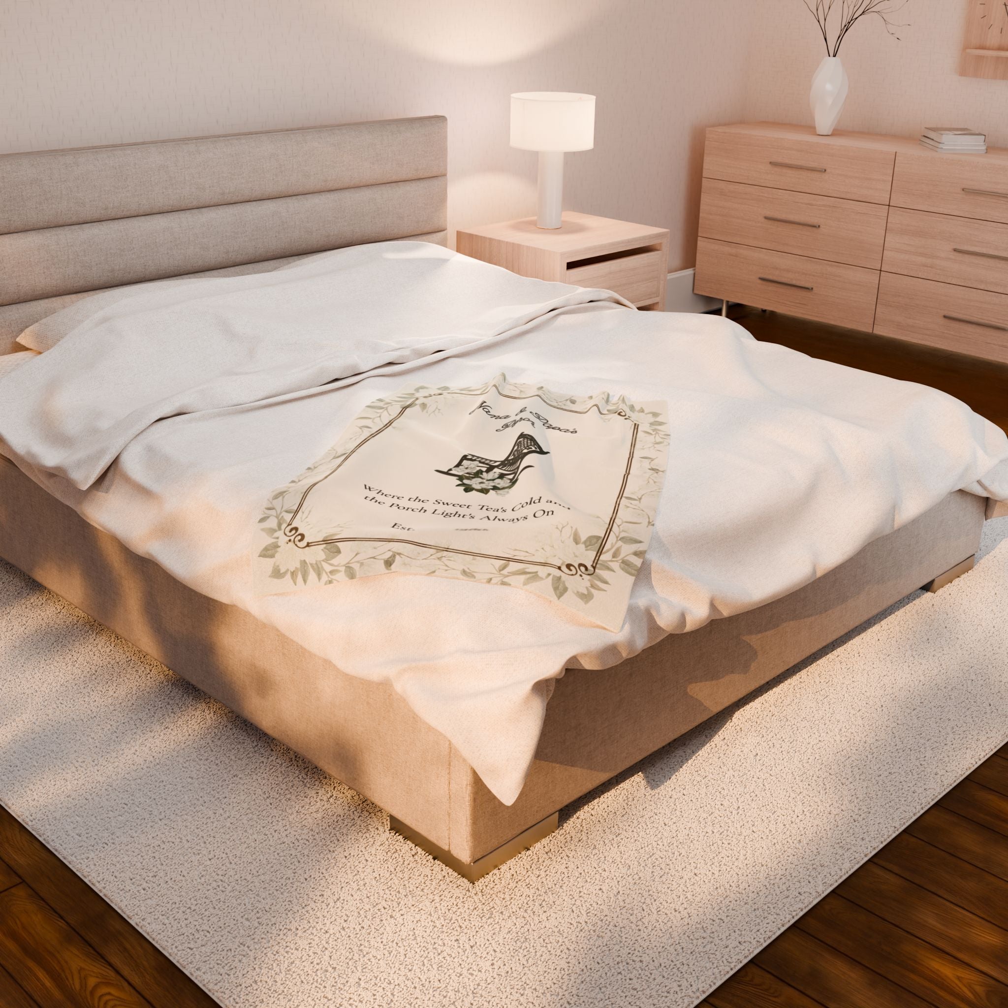 Personalized Rocking Chair Porch Blanket – “Where the Sweet Tea’s Cold” | Cozy Velveteen Throw for Nana, Papa, Grandparents | Southern Gift, 3 Sizes