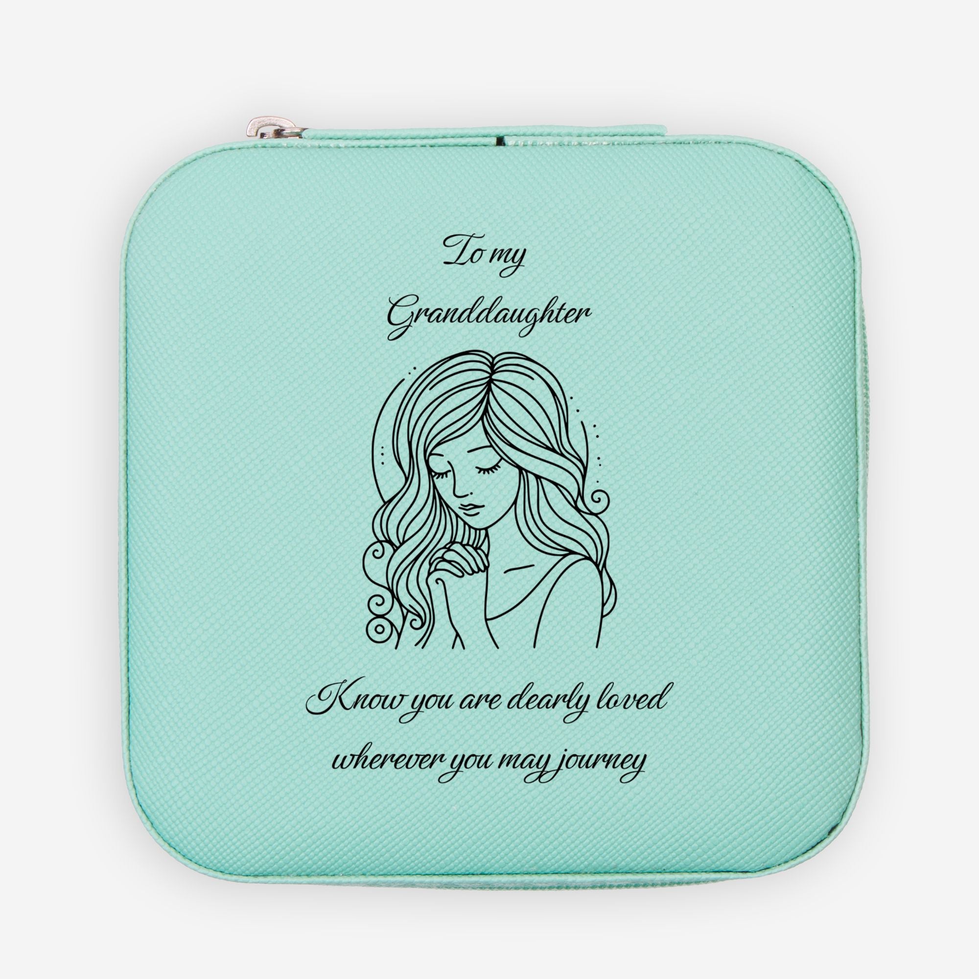 🌟 To My Granddaughter – Travel Prayer Jewelry Case | “Know You Are Dearly Loved” Keepsake Organizer