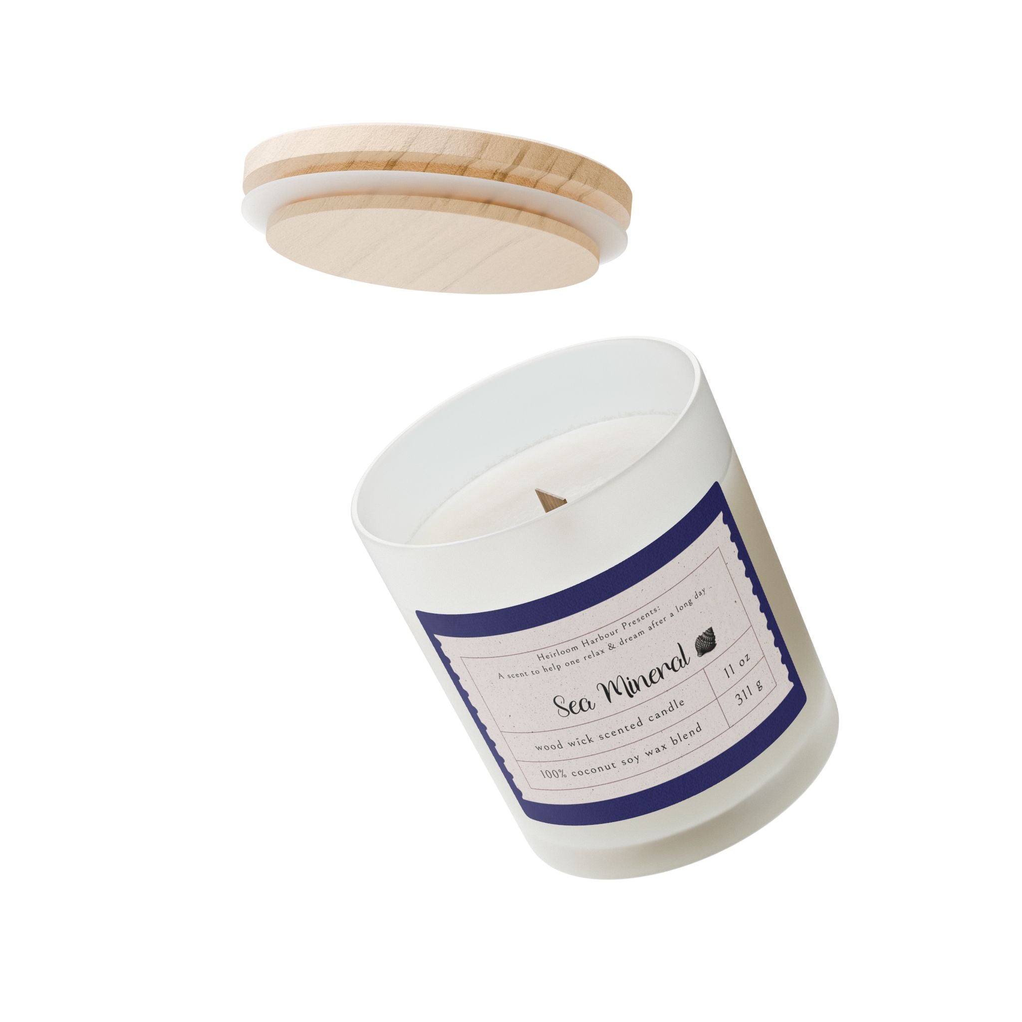 🌊 Sea Mineral Wood Wick Candle – 11oz Coconut Soy Scented Gift | Relaxing Spa-Inspired Aroma