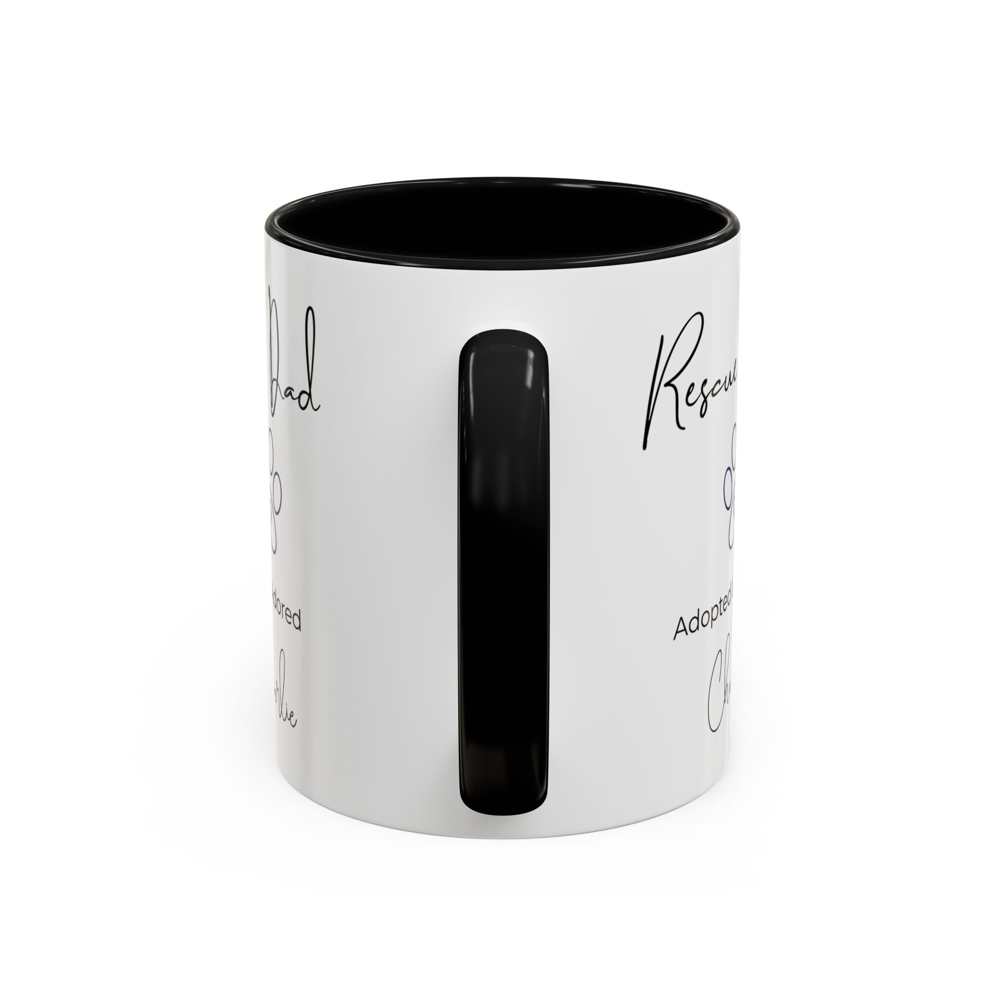 Rescue Dad Mug with Pet Name – Personalized Dog Lover Gift, Adopted & Adored, 15oz Accent Coffee Mug, Dishwasher Safe, USA Made