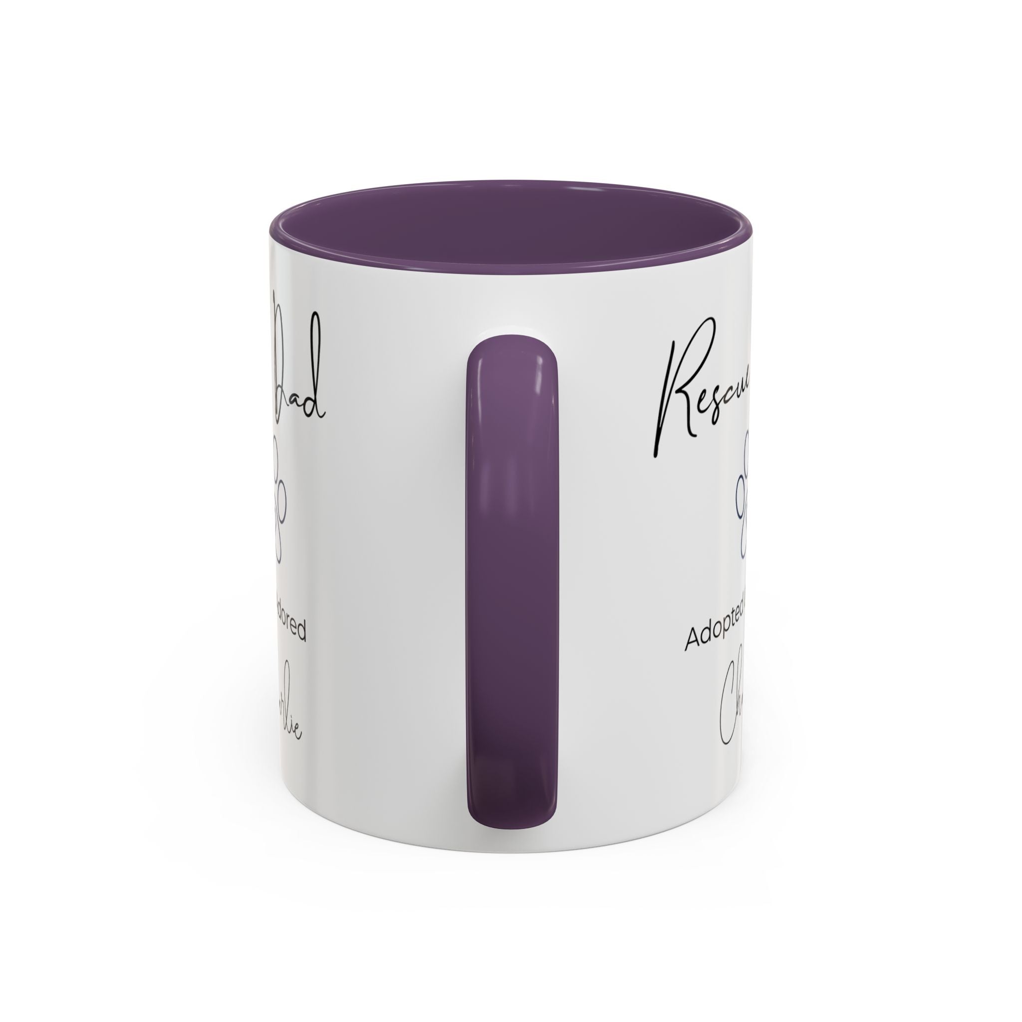 Rescue Dad Mug with Pet Name – Personalized Dog Lover Gift, Adopted & Adored, 15oz Accent Coffee Mug, Dishwasher Safe, USA Made