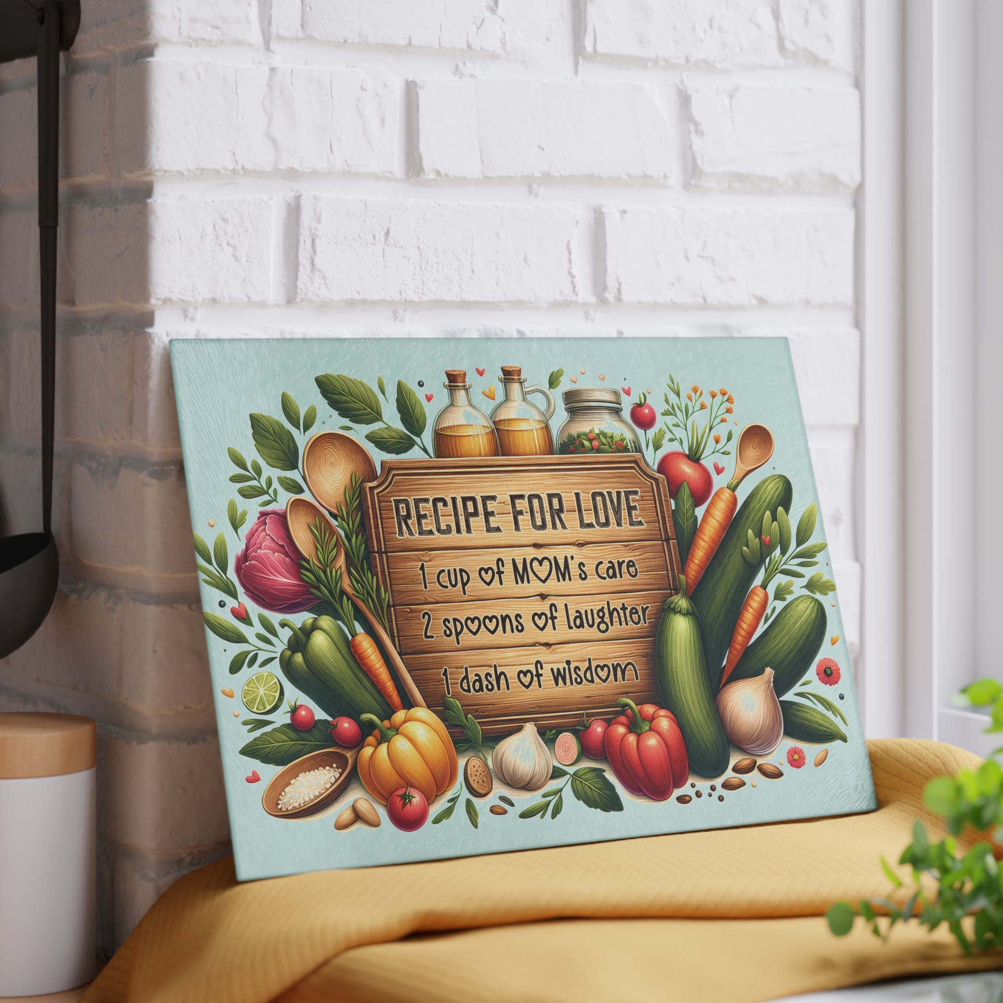 🍴 Recipe for Love Glass Cutting Board – A Sentimental Gift for Mom, Grandma, or the Heart of the Kitchen