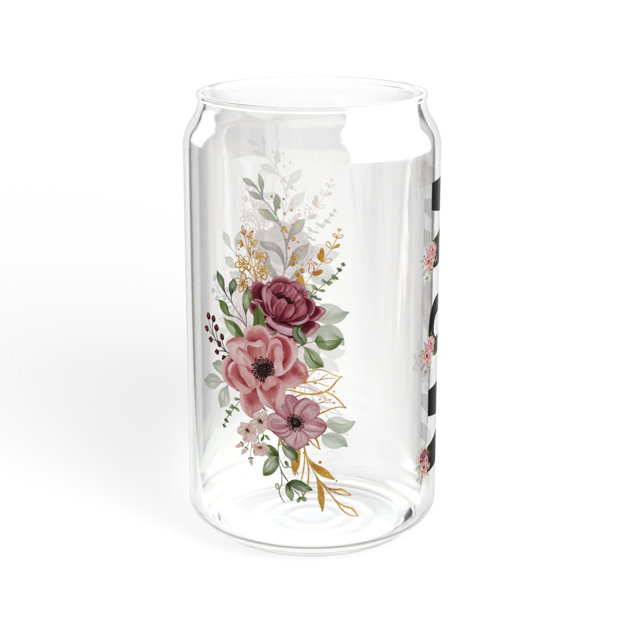 🌸 Floral Mom Life Glass Tumbler – 16oz Reusable Cup with Bamboo Lid & Straw