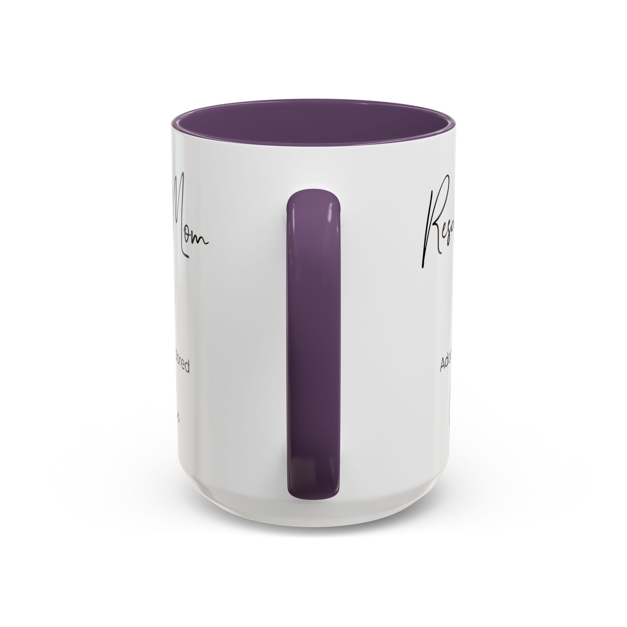 Rescue Mom Mug with Pet Name – Personalized Dog Lover Gift, Adopted & Adored, 15oz Accent Coffee Mug, Dishwasher Safe, USA Made
