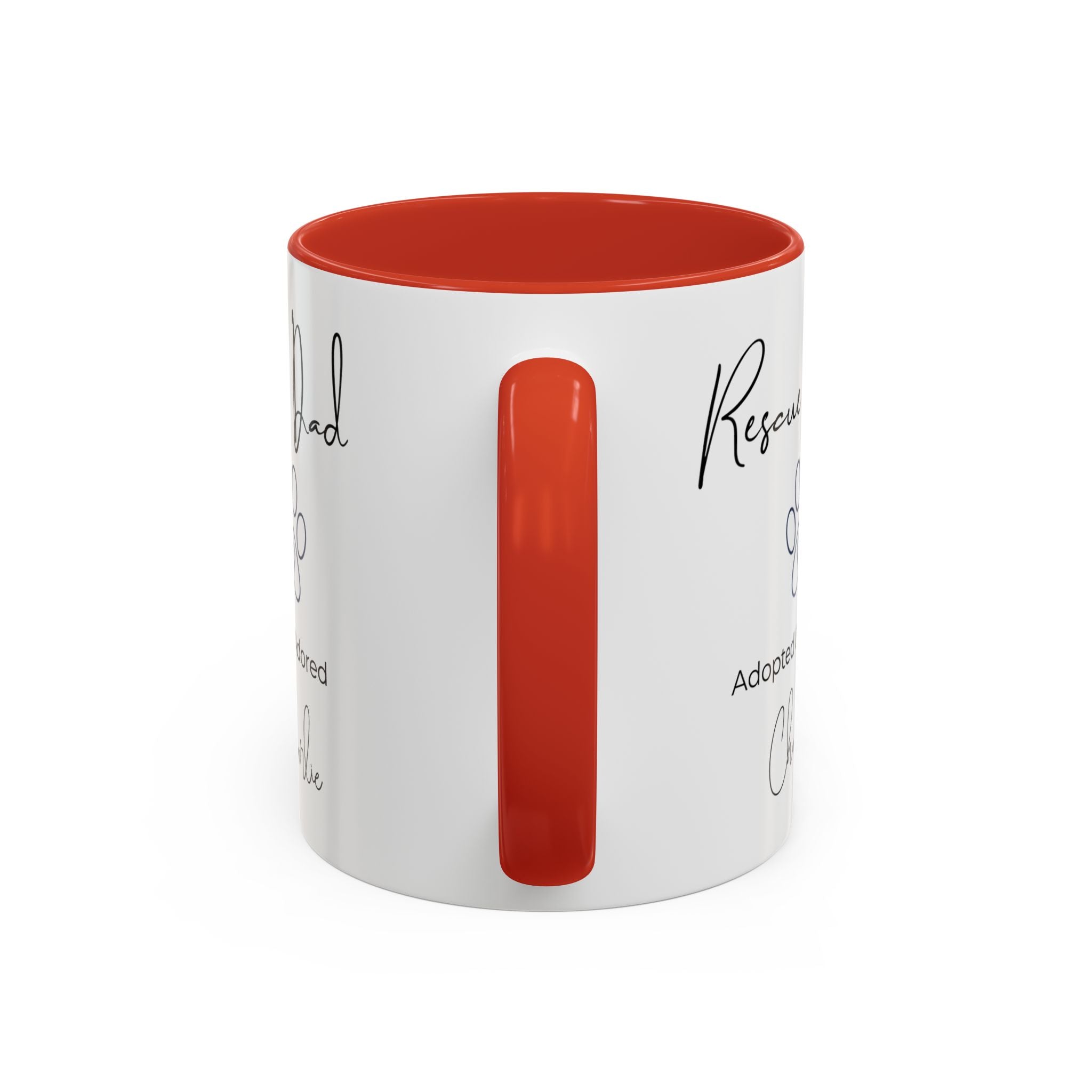 Rescue Dad Mug with Pet Name – Personalized Dog Lover Gift, Adopted & Adored, 15oz Accent Coffee Mug, Dishwasher Safe, USA Made