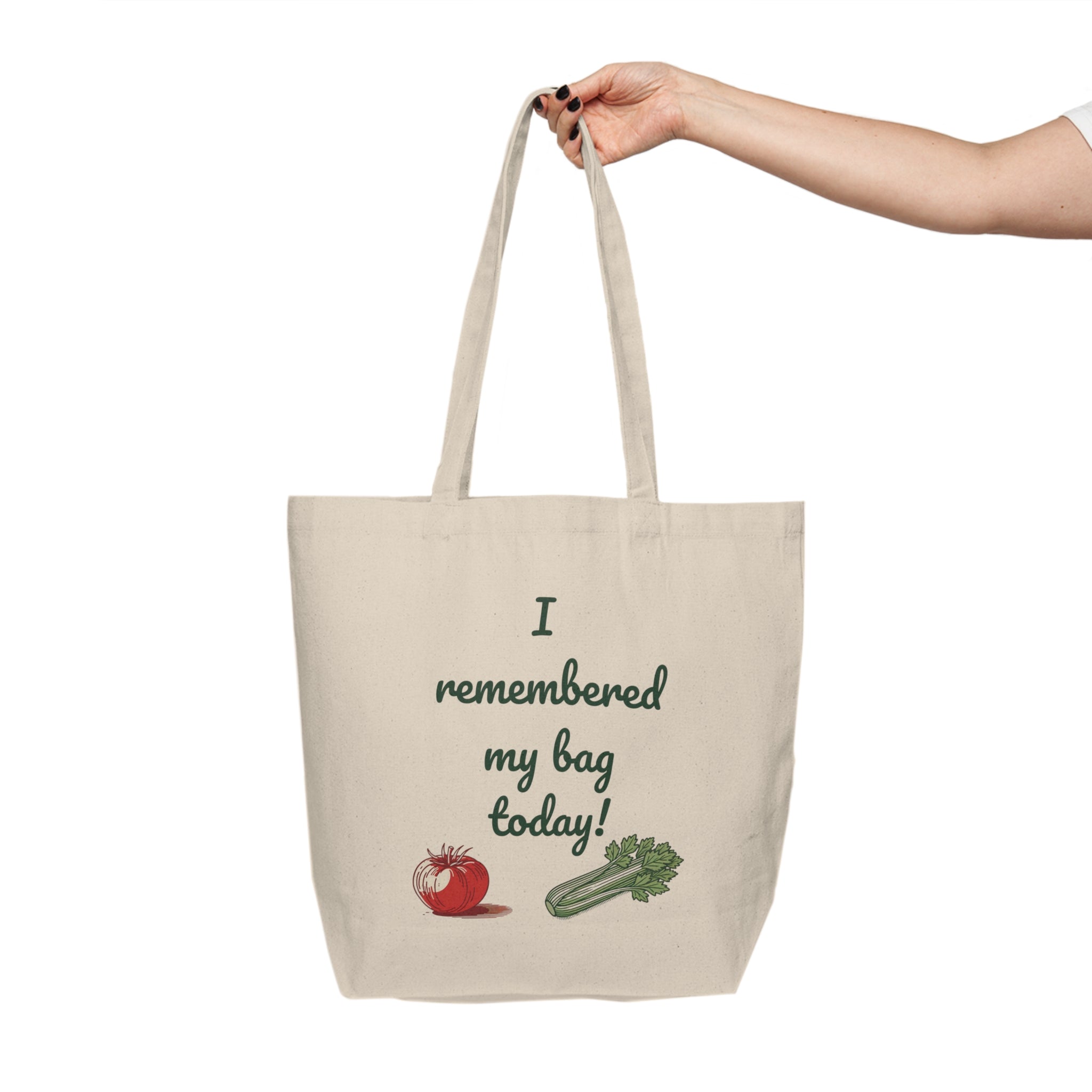 🛍️ Fresh Vegetables Large Canvas Tote Bag – “I Remembered My Bag Today” | Eco-Friendly Market & Errand Bag