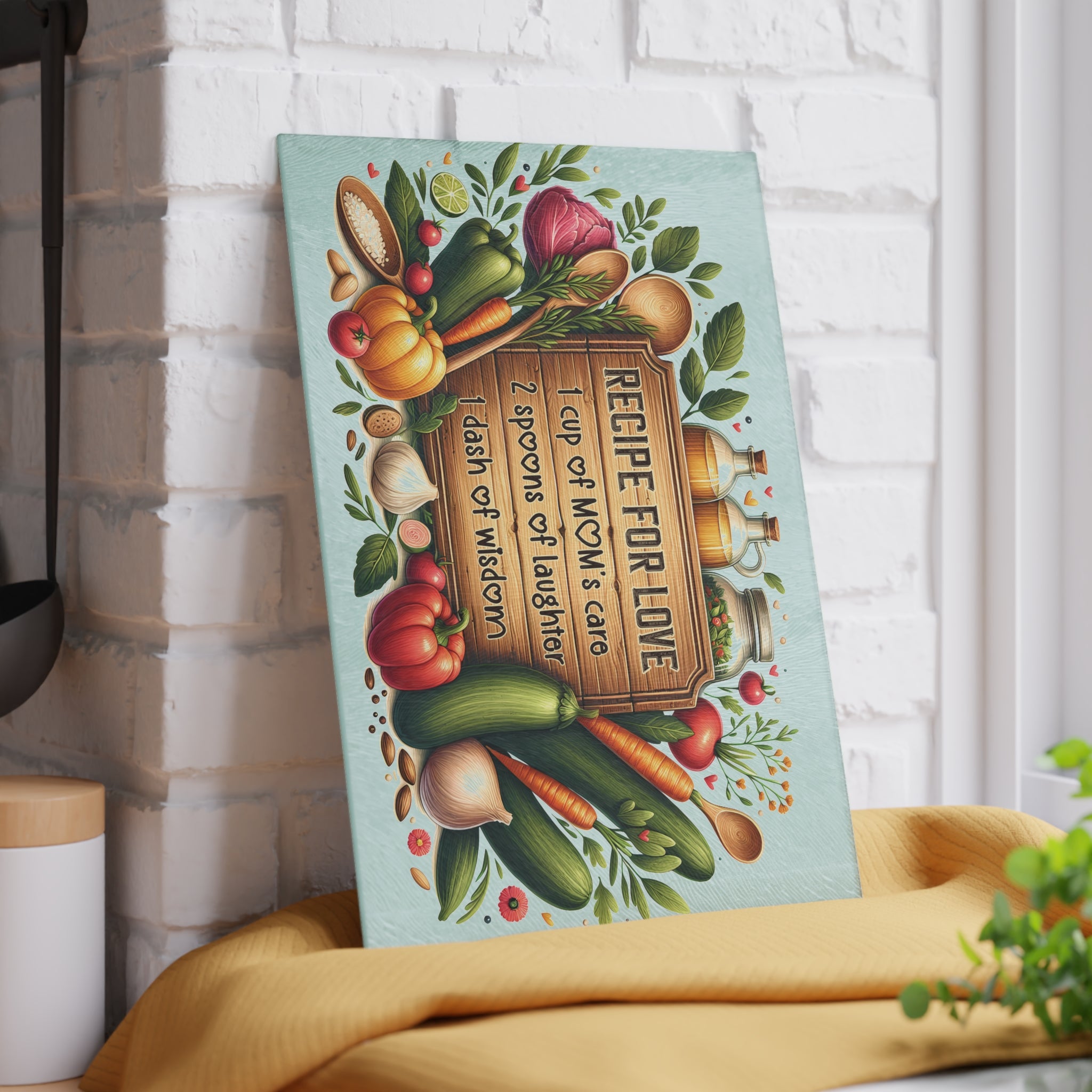 🍴 Recipe for Love Glass Cutting Board – A Sentimental Gift for Mom, Grandma, or the Heart of the Kitchen