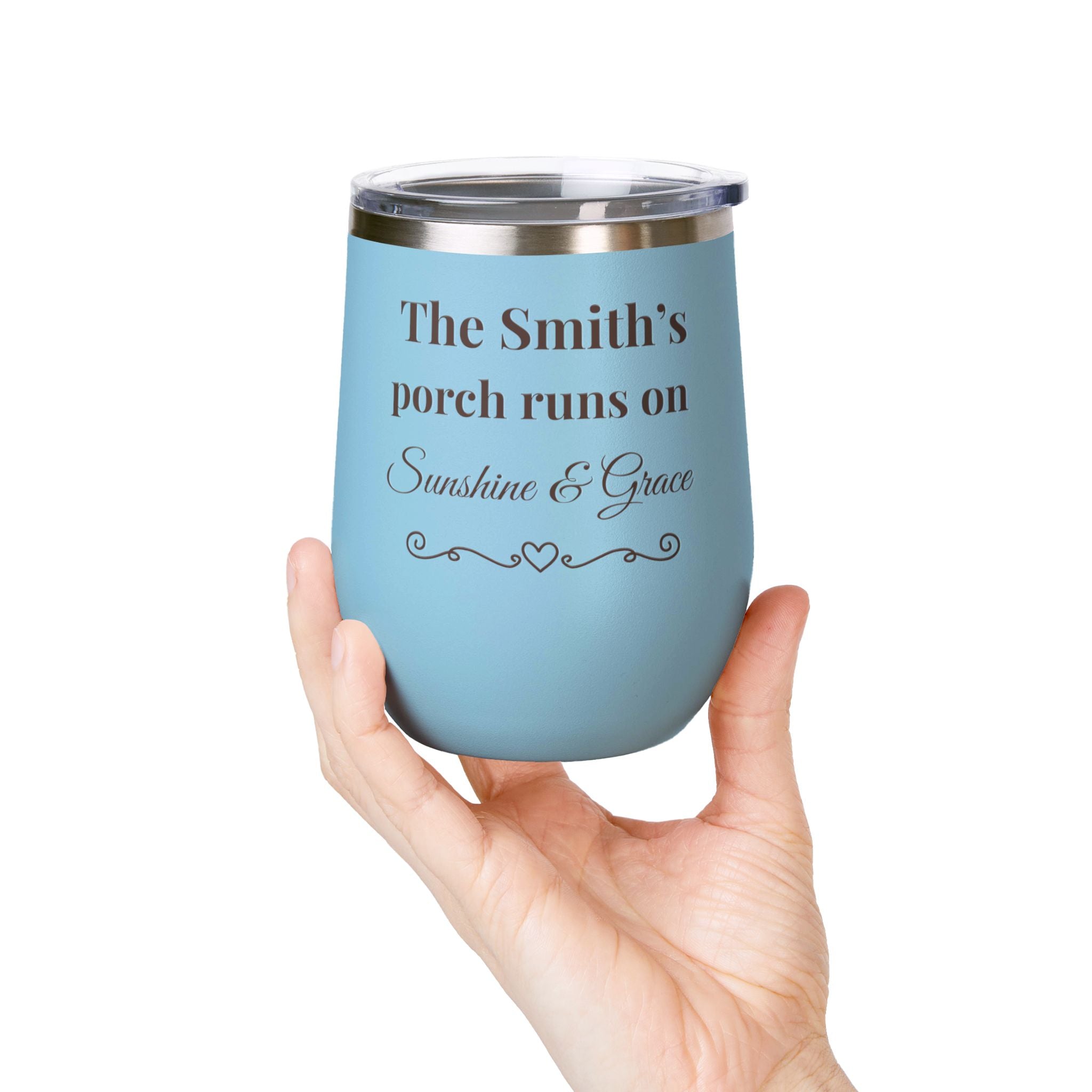 🫶 Personalized “Sunshine & Grace” Porch Tumbler – 12oz Insulated Stainless Steel Cup