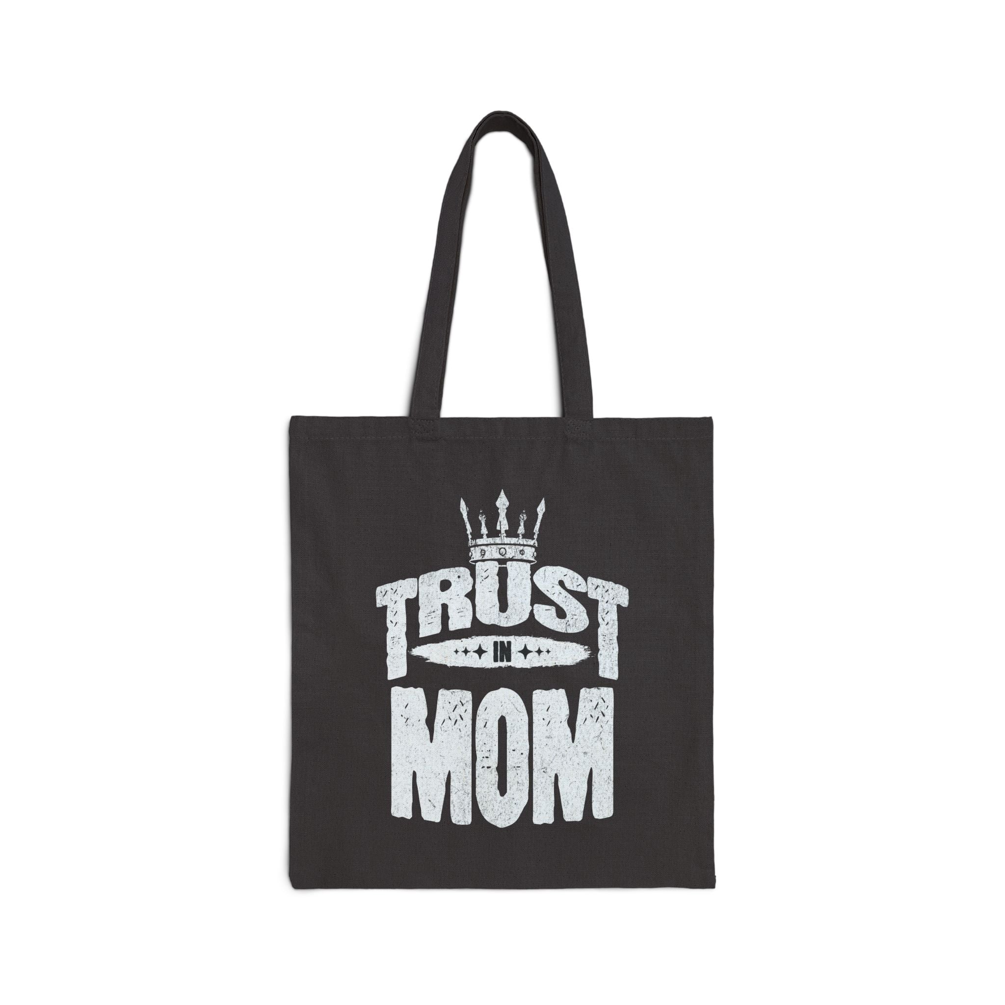 👜 Trust in Mom Cotton Canvas Tote Bag – Stylish Black Tote | Perfect Gift for Mother’s Day, Shopping & Daily Life
