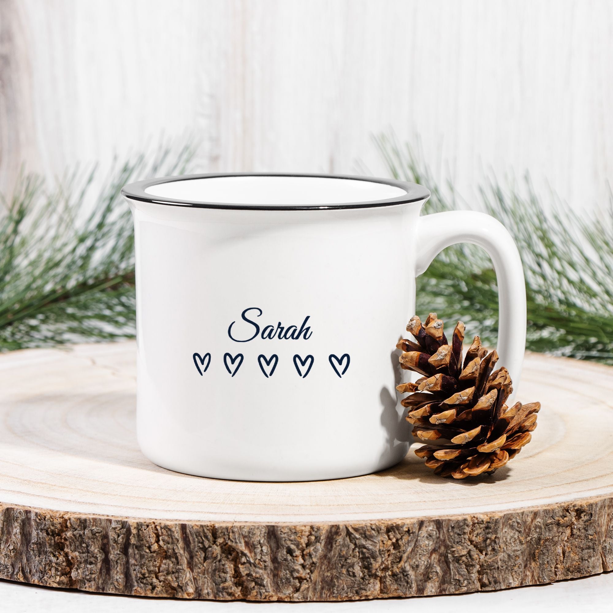 Running on Coffee & Second Chances – Personalized White Ceramic Camp Mug Gift
