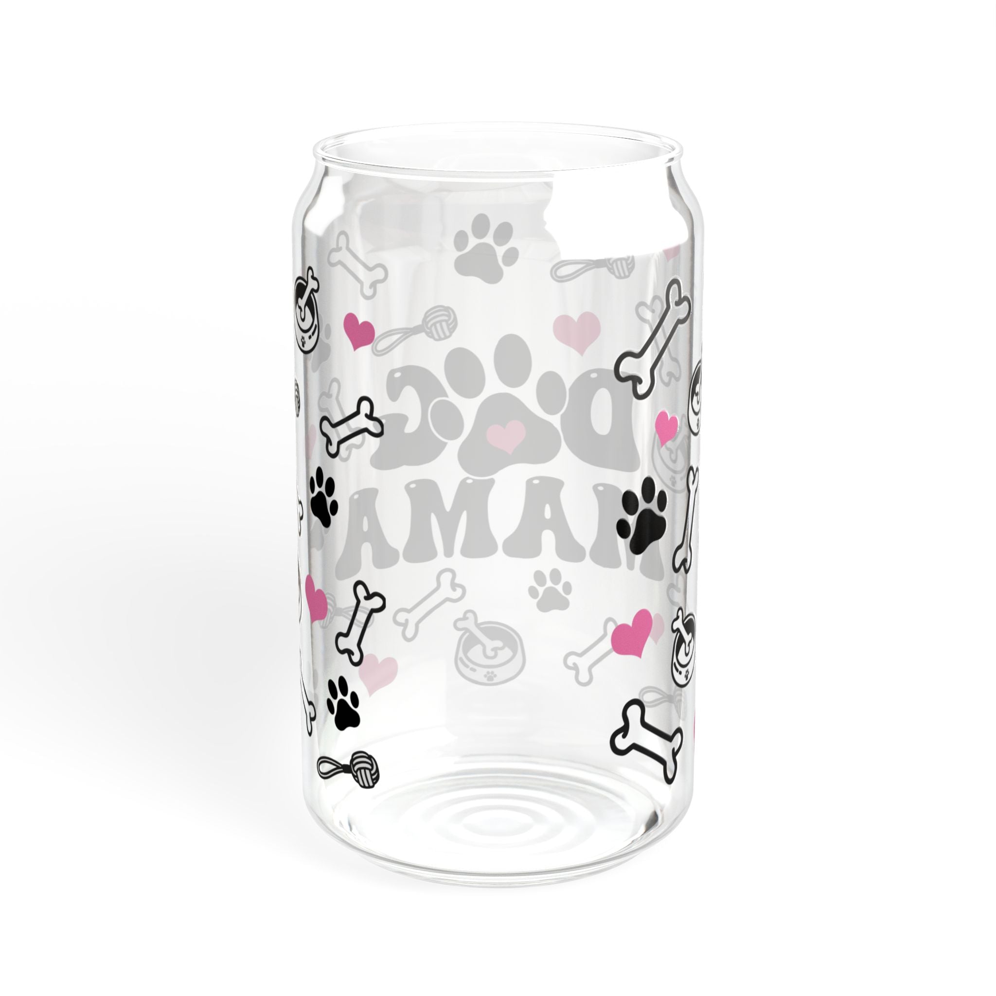 ๐พ Dog Mama Glass Tumbler โ 16oz Reusable Eco-Friendly Cup with Bamboo Lid & Straw