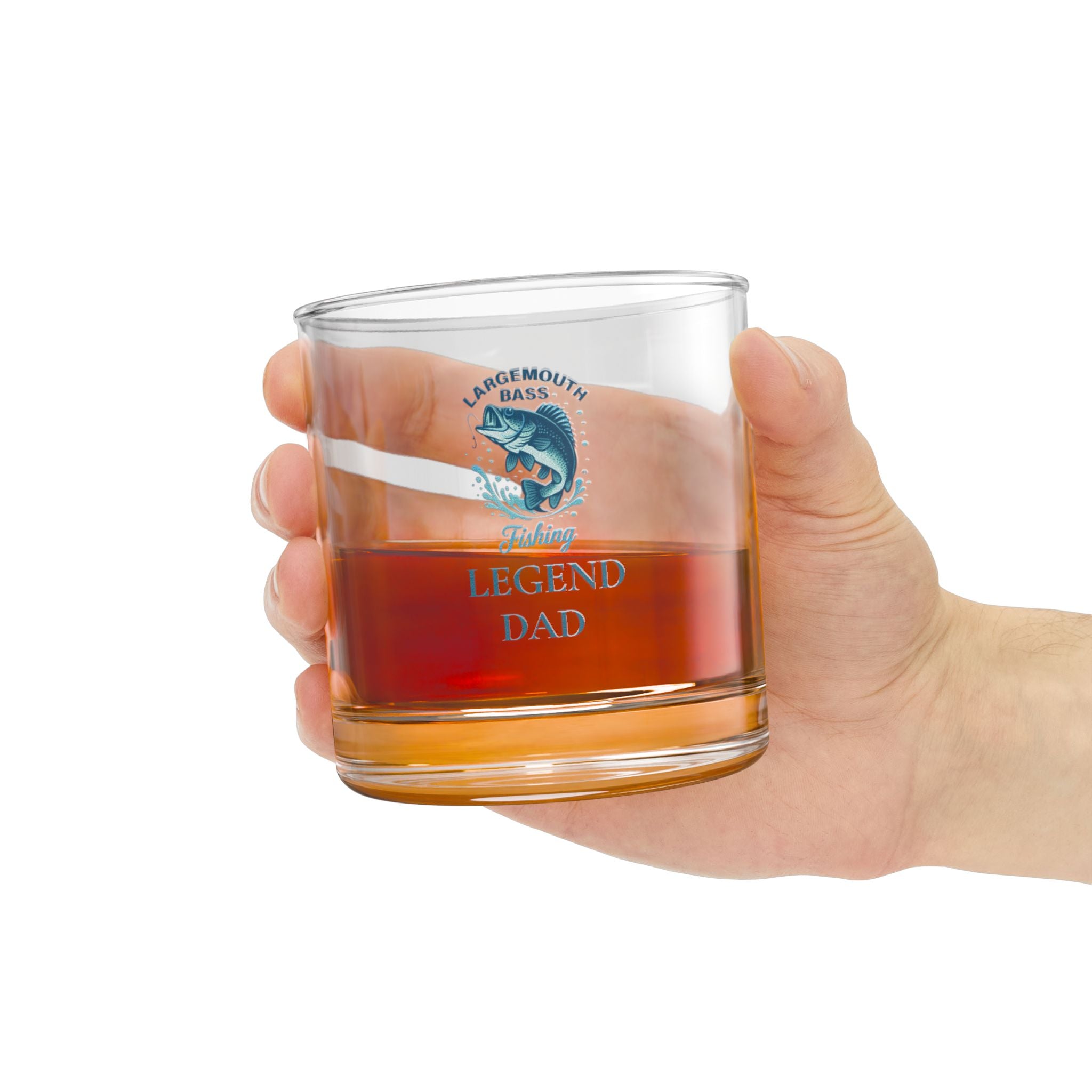 🐟 Personalized Largemouth Bass Whiskey Glass – “Fishing Legend” Personalized Gift for Dad, Grandpa, or the Family Fisherman