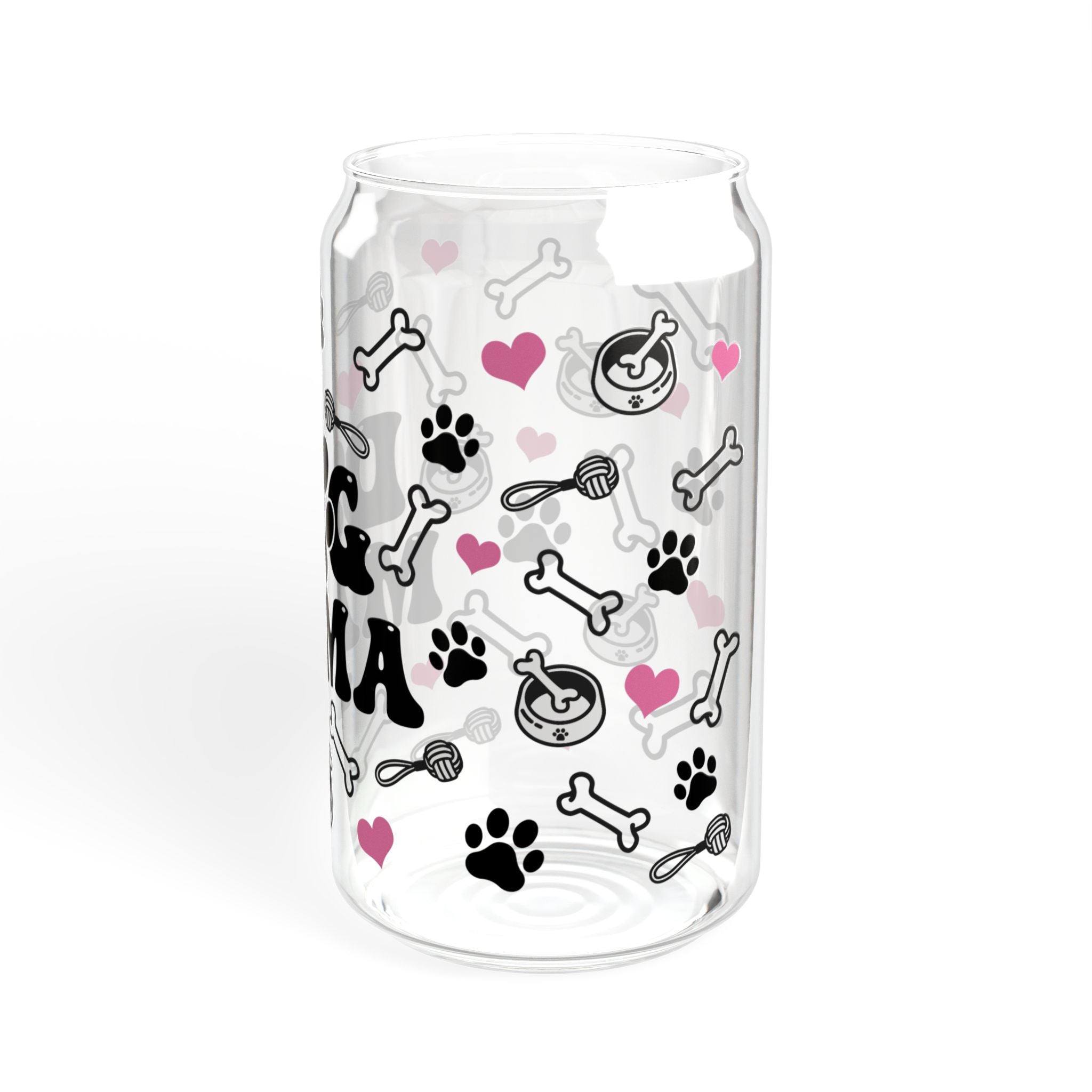 ๐พ Dog Mama Glass Tumbler โ 16oz Reusable Eco-Friendly Cup with Bamboo Lid & Straw