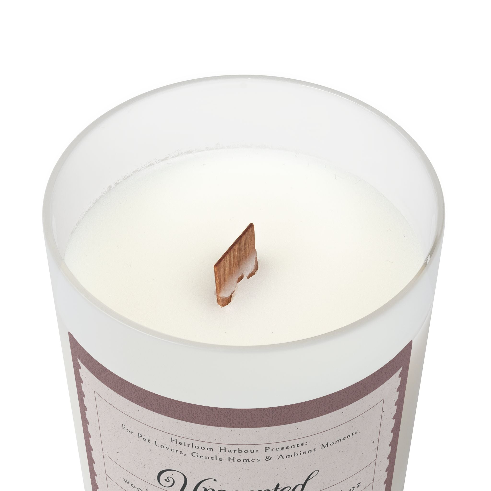 🕯️Unscented Wood Wick Candle – Pet Safe, Scent-Free Ambience | 11oz Soy Wax Gift