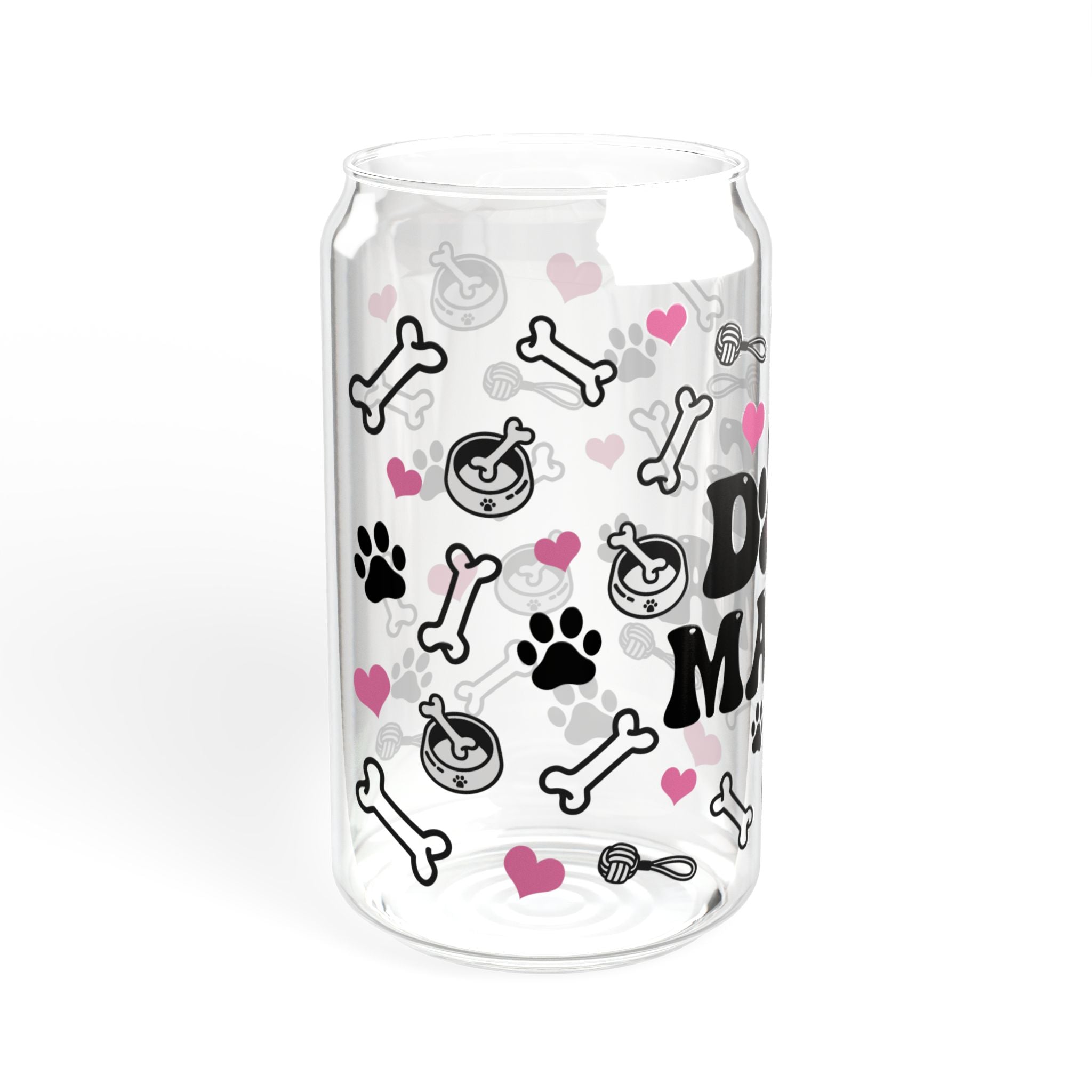 ๐พ Dog Mama Glass Tumbler โ 16oz Reusable Eco-Friendly Cup with Bamboo Lid & Straw