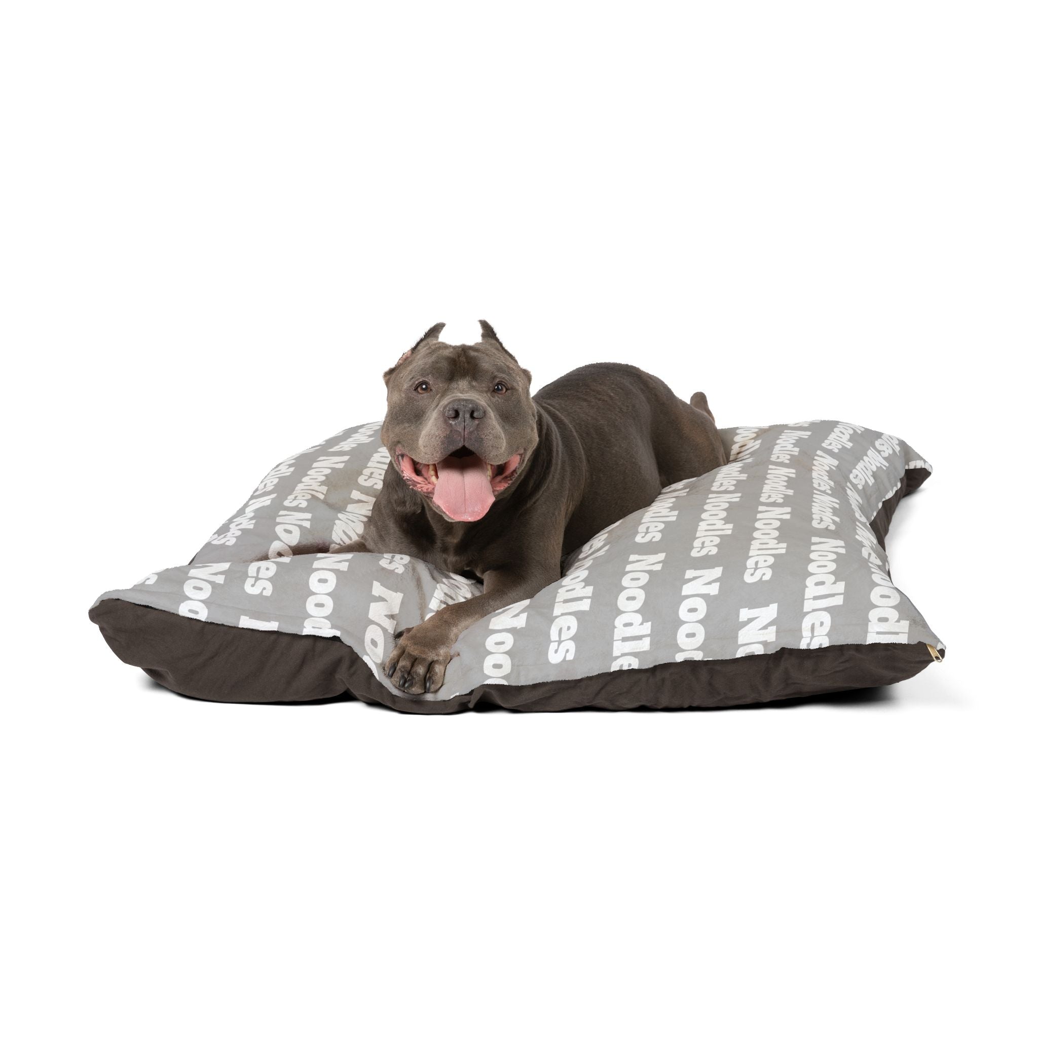 Personalized Pet Name Bed – Light Grey Washable Dog or Cat Pillow with Custom Name