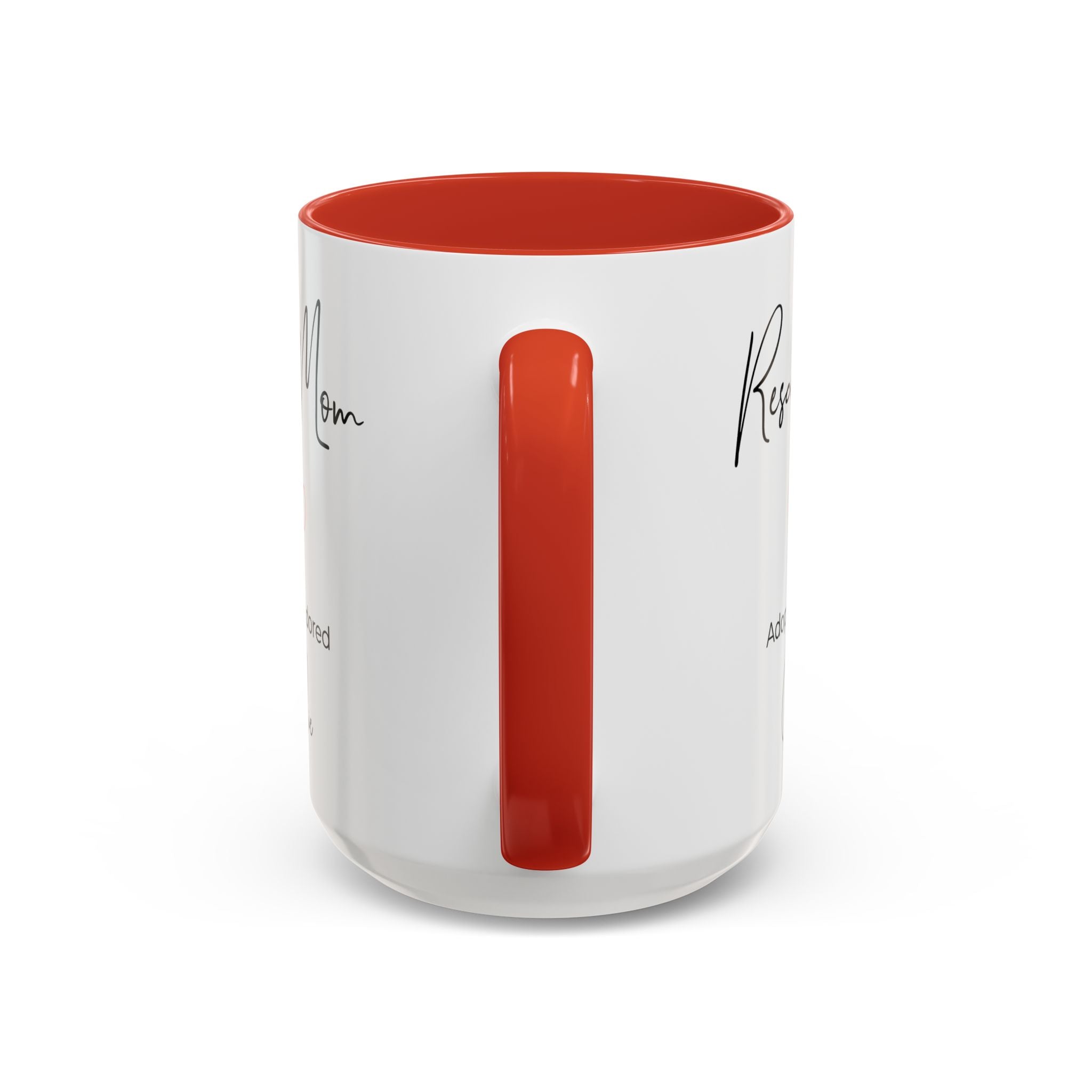 Rescue Mom Mug with Pet Name – Personalized Dog Lover Gift, Adopted & Adored, 15oz Accent Coffee Mug, Dishwasher Safe, USA Made