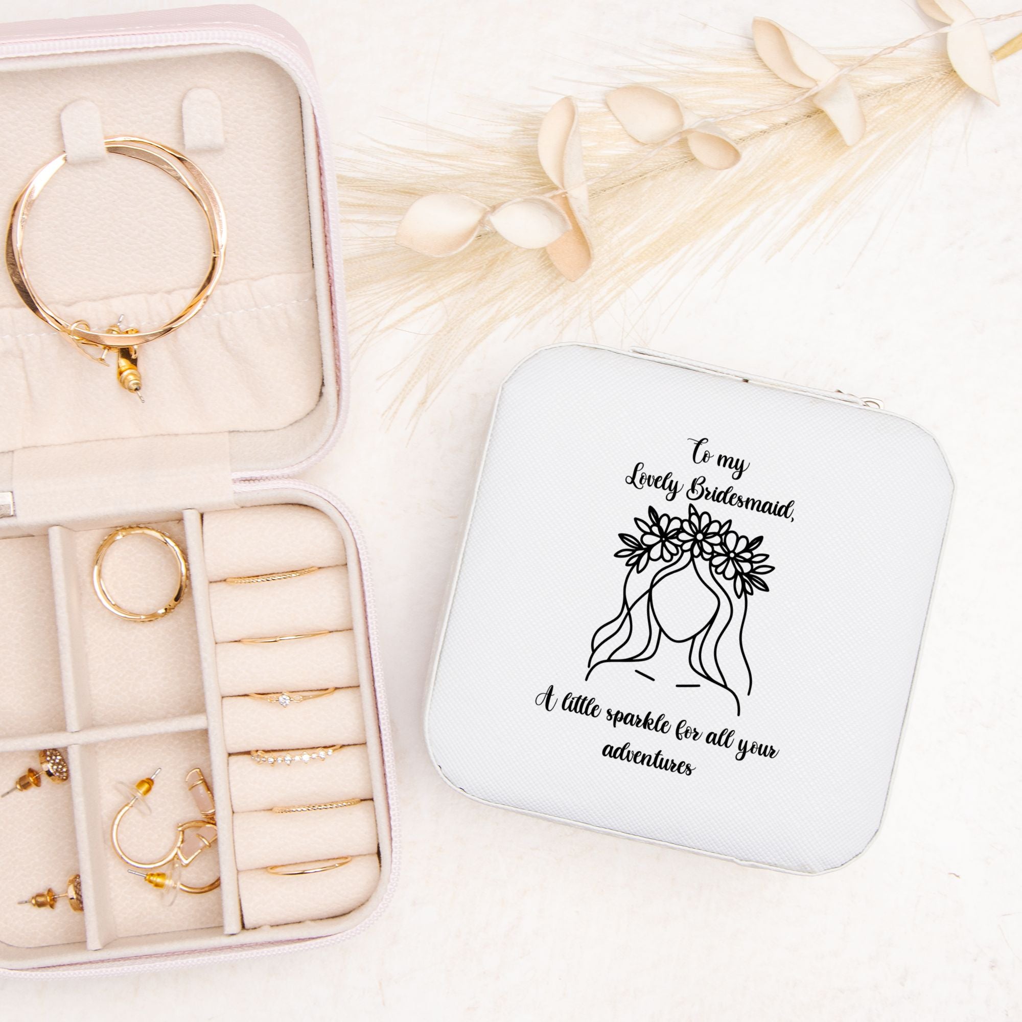 💍 To My Lovely Bridesmaid – Personalized Jewelry Travel Case | Wedding Keepsake & Custom Gift