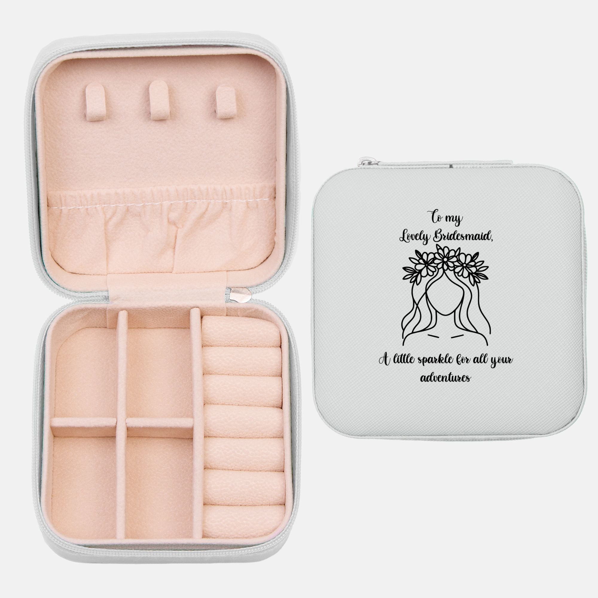💍 To My Lovely Bridesmaid – Personalized Jewelry Travel Case | Wedding Keepsake & Custom Gift