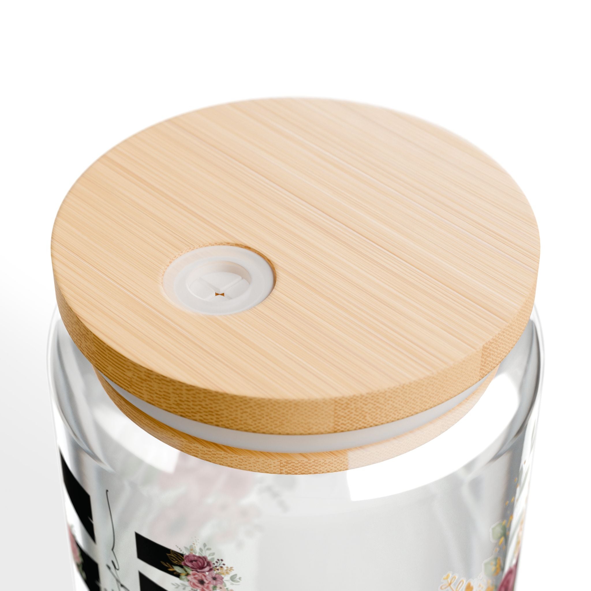 🌸 Floral Mom Life Glass Tumbler – 16oz Reusable Cup with Bamboo Lid & Straw