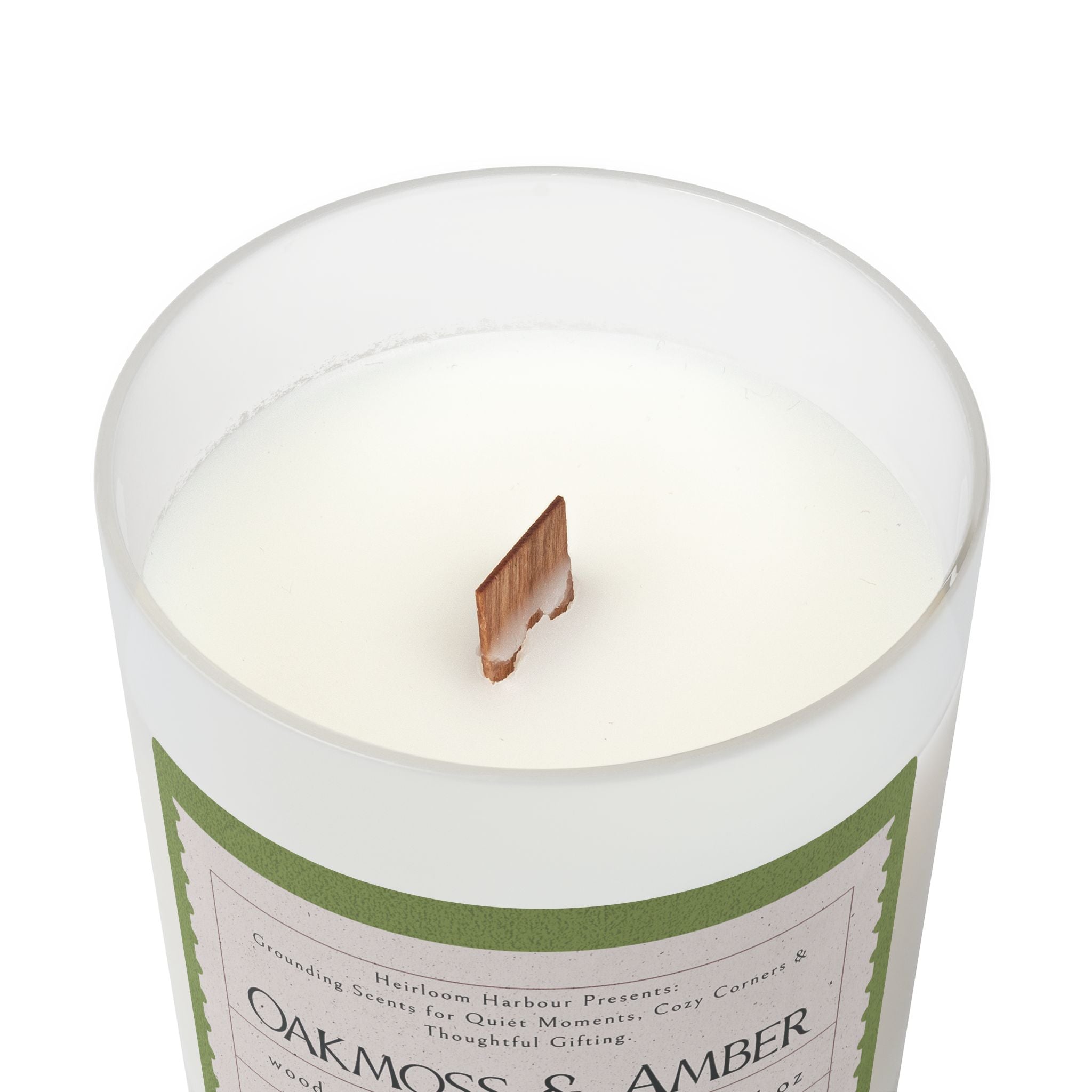 🌿Oakmoss & Amber Wood Wick Candle – Earthy Soy Wax Gift for Him or Her | 11oz