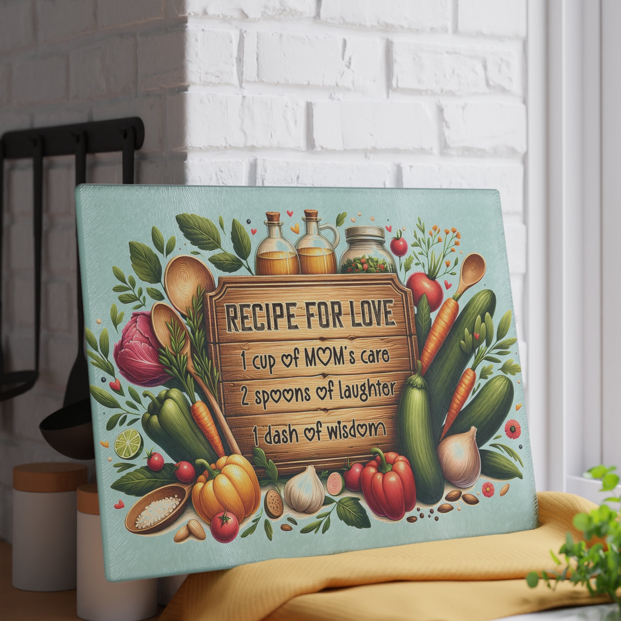 🍴 Recipe for Love Glass Cutting Board – A Sentimental Gift for Mom, Grandma, or the Heart of the Kitchen