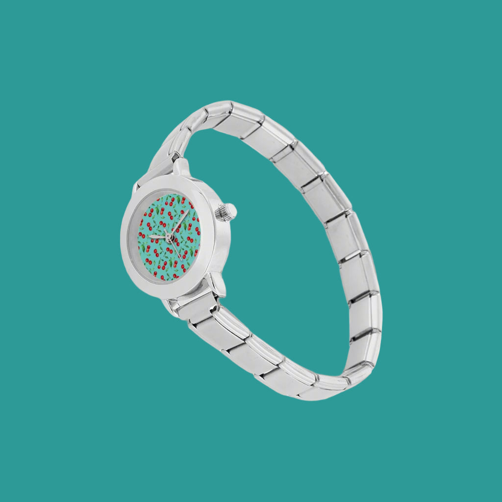 š Summer Cherry Italian Charm Watch ā Womenās Stainless Steel Timepiece