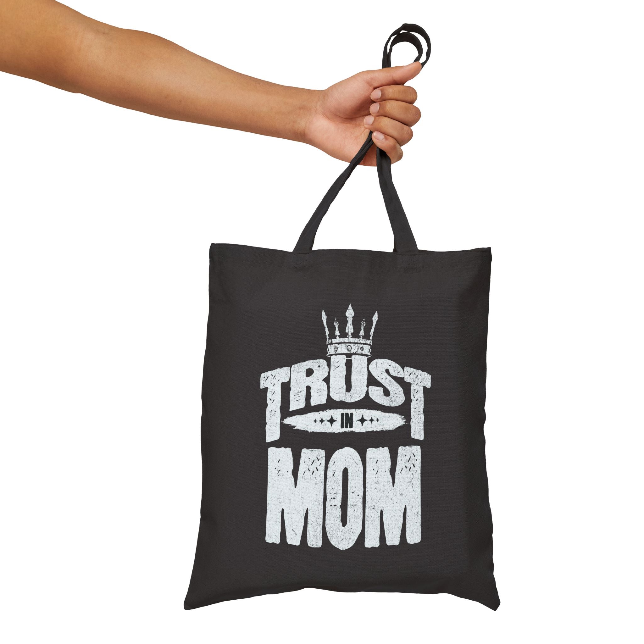 👜 Trust in Mom Cotton Canvas Tote Bag – Stylish Black Tote | Perfect Gift for Mother’s Day, Shopping & Daily Life