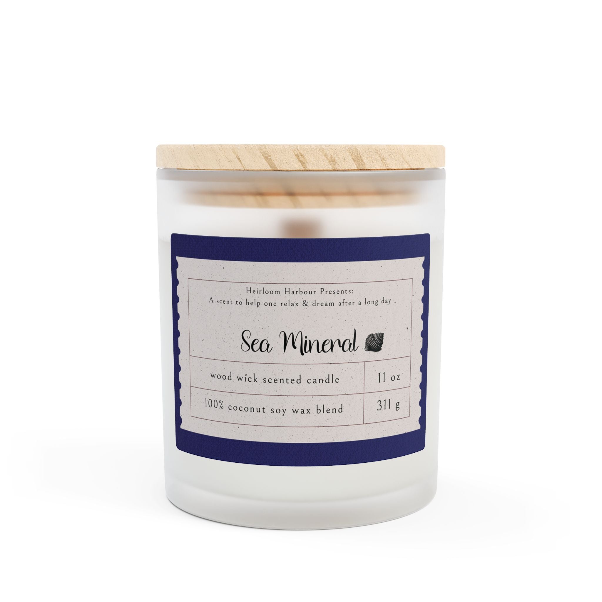 🌊 Sea Mineral Wood Wick Candle – 11oz Coconut Soy Scented Gift | Relaxing Spa-Inspired Aroma