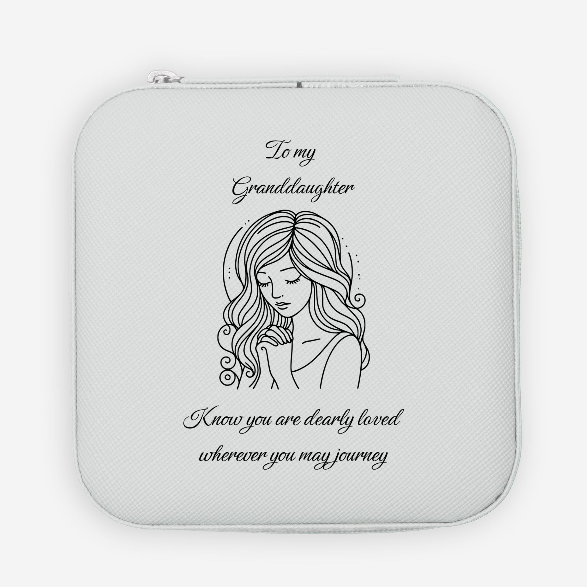 🌟 To My Granddaughter – Travel Prayer Jewelry Case | “Know You Are Dearly Loved” Keepsake Organizer