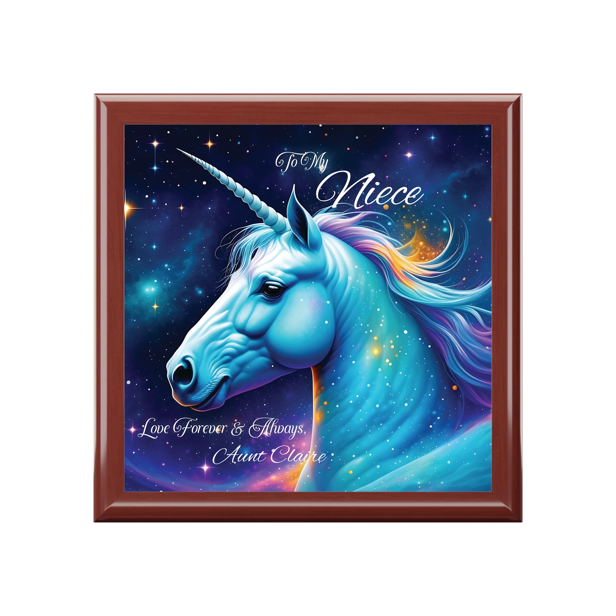 Custom Child Unicorn Jewelry Box for Niece, Granddaughter, Sister, Daughter