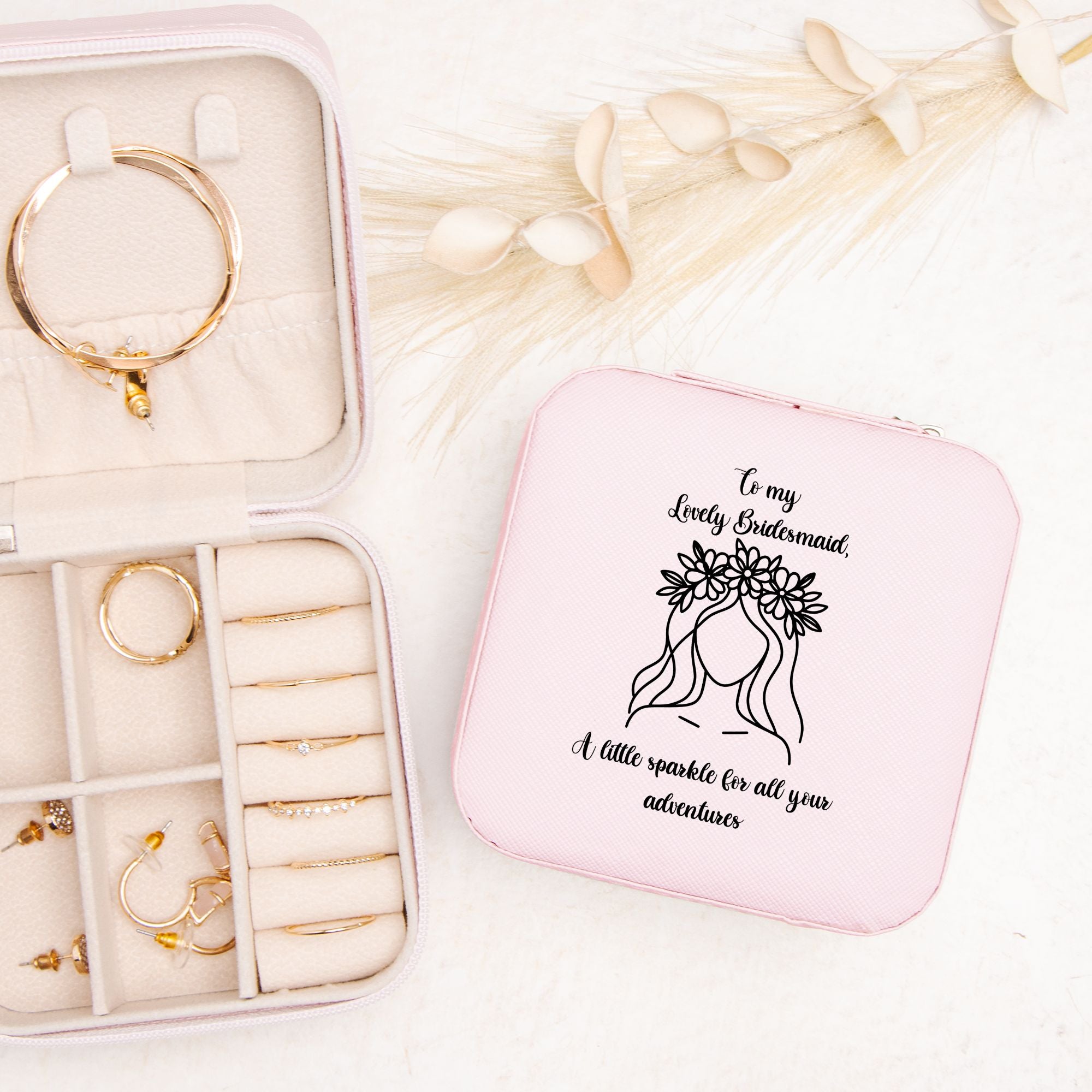 💍 To My Lovely Bridesmaid – Personalized Jewelry Travel Case | Wedding Keepsake & Custom Gift