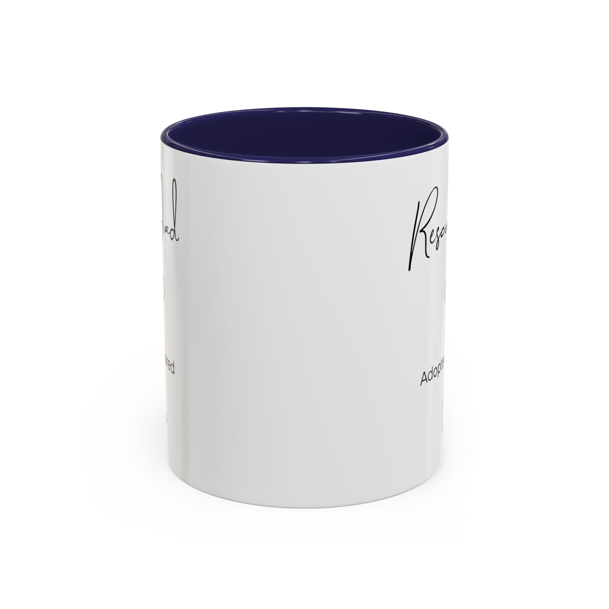 Rescue Dad Mug with Pet Name – Personalized Dog Lover Gift, Adopted & Adored, 15oz Accent Coffee Mug, Dishwasher Safe, USA Made