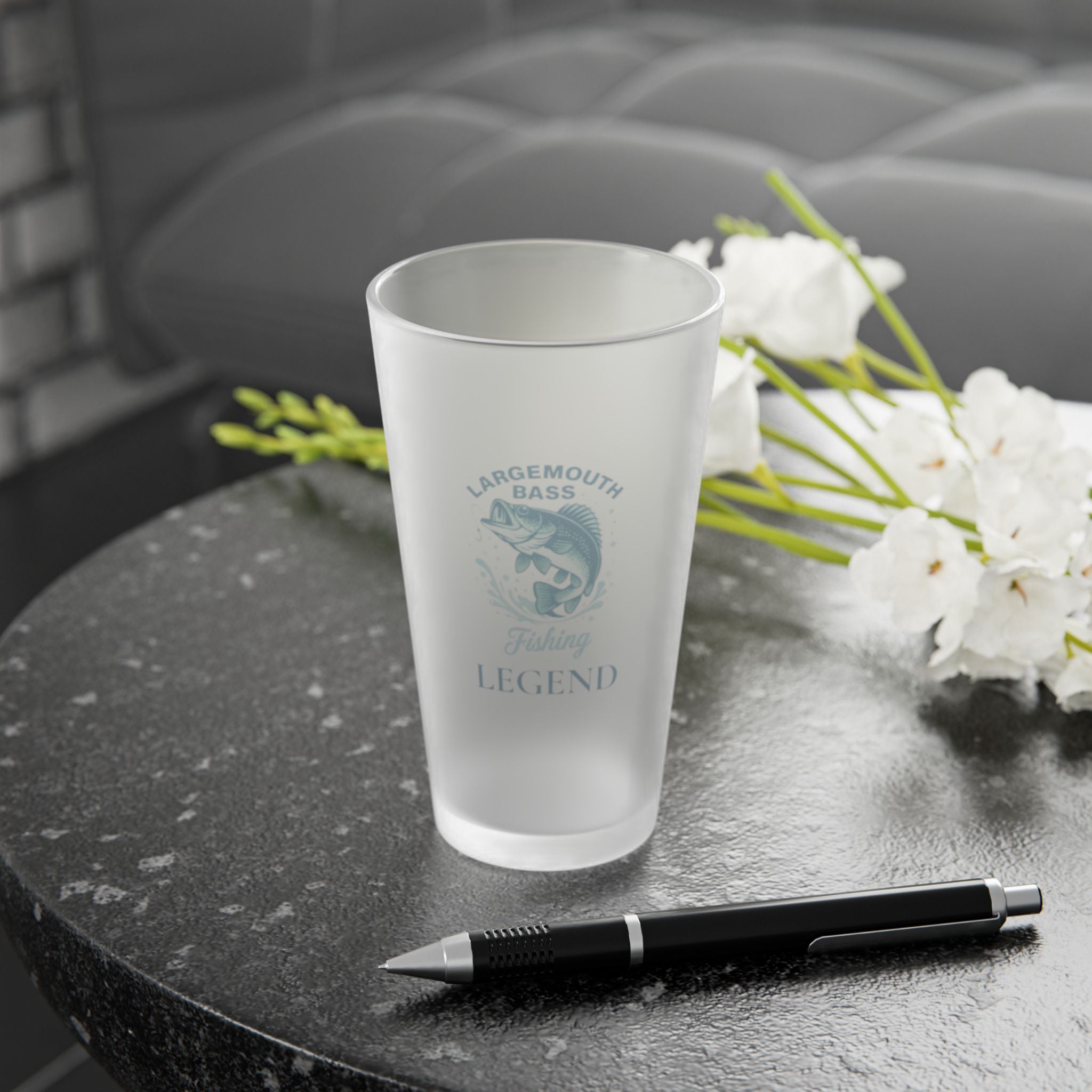 Fishing Legend Frosted Pint Glass - 16oz Outdoor Drinkware for Anglers