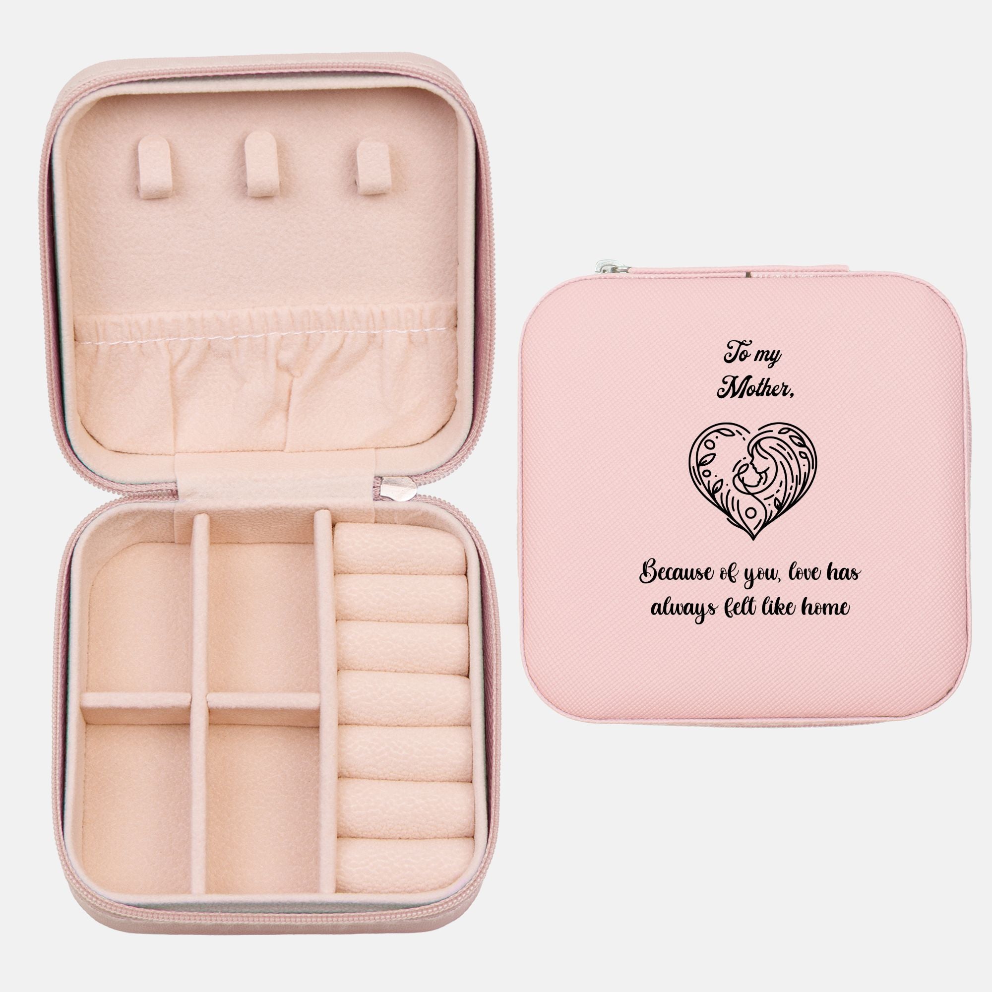 🌷 To My Mother – “Love Has Always Felt Like Home” Jewelry Travel Case | Sentimental Faux Leather Organizer