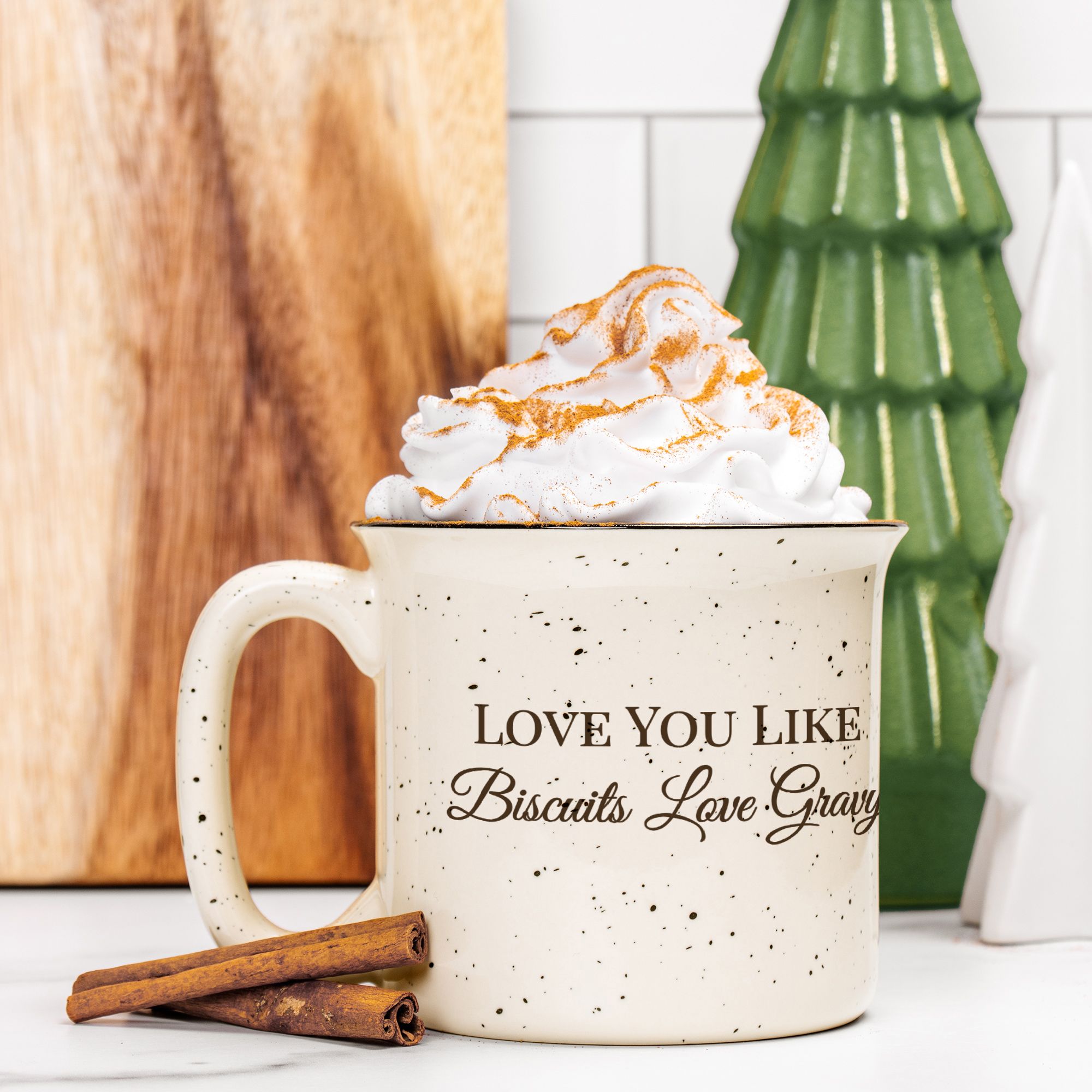 Personalized "Love You Like Biscuits Love Gravy" Ceramic Camp Mug – Custom Gift for Grandma, Partner, or Loved One