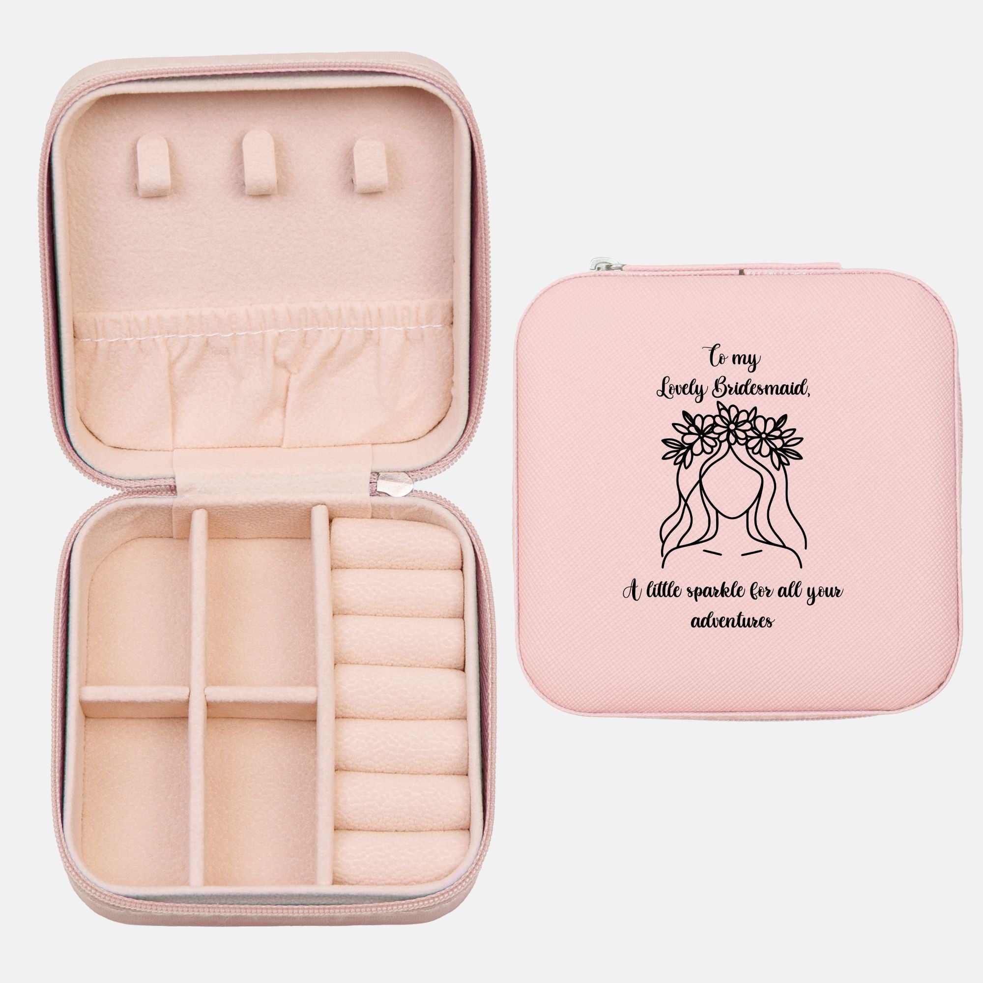 💍 To My Lovely Bridesmaid – Personalized Jewelry Travel Case | Wedding Keepsake & Custom Gift