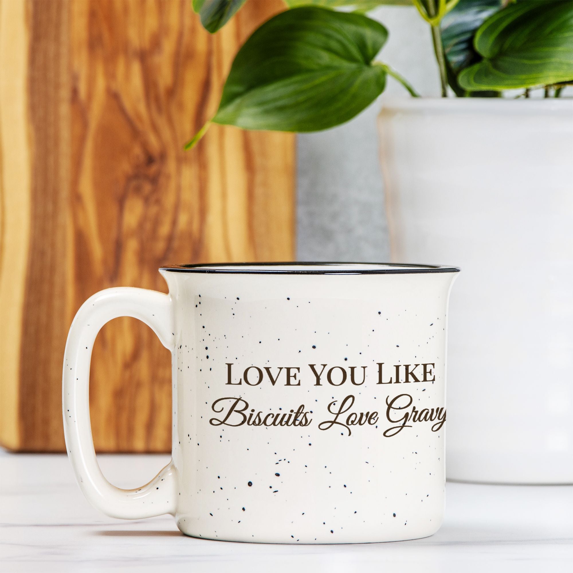 Personalized "Love You Like Biscuits Love Gravy" Ceramic Camp Mug – Custom Gift for Grandma, Partner, or Loved One