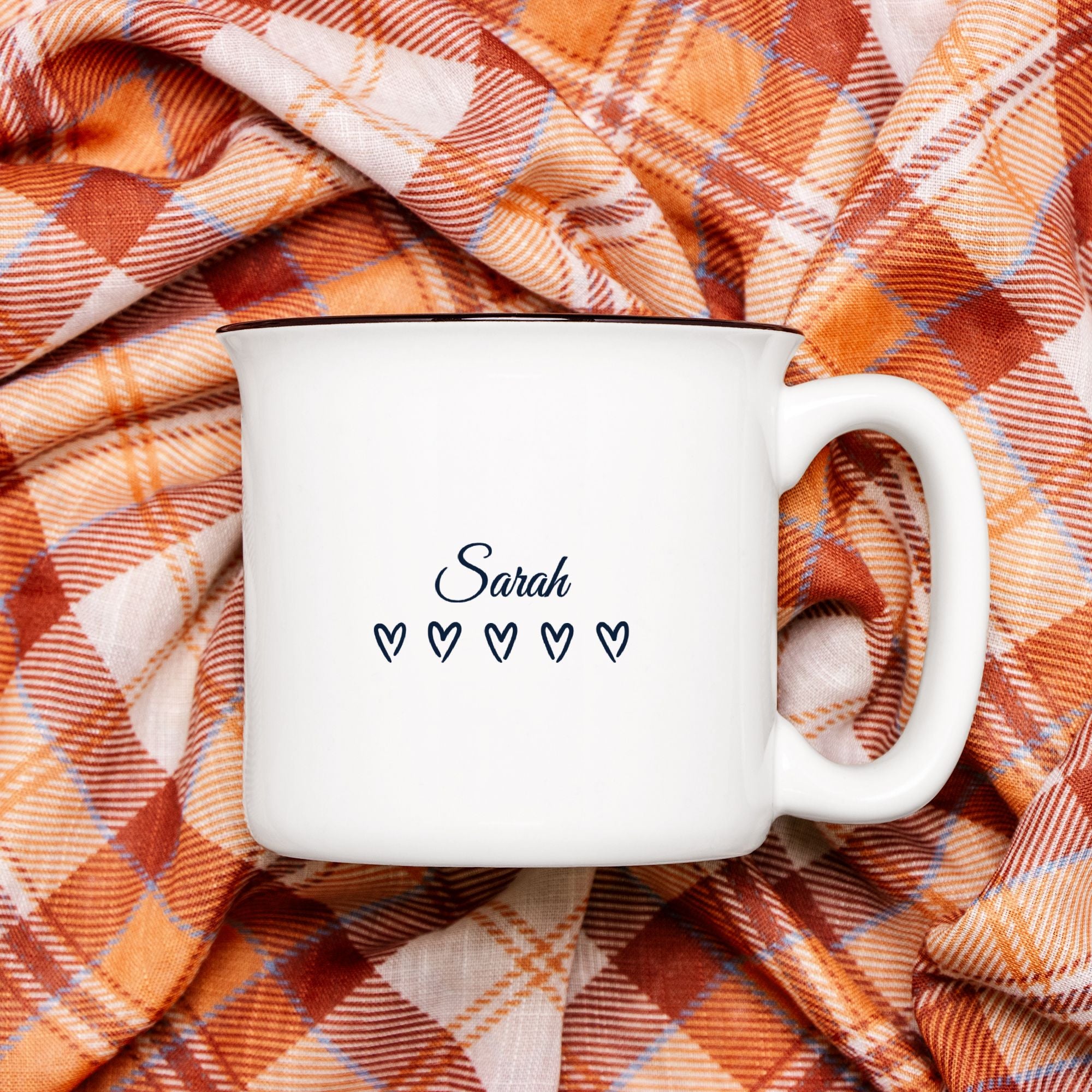 Running on Coffee & Second Chances – Personalized White Ceramic Camp Mug Gift