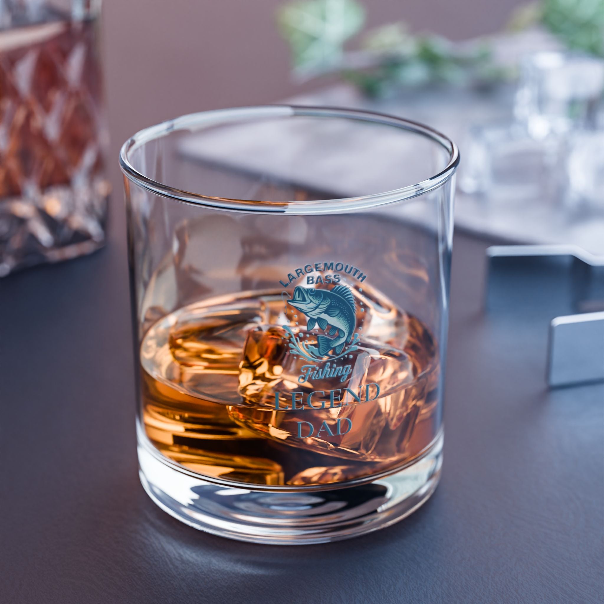 🐟 Personalized Largemouth Bass Whiskey Glass – “Fishing Legend” Personalized Gift for Dad, Grandpa, or the Family Fisherman