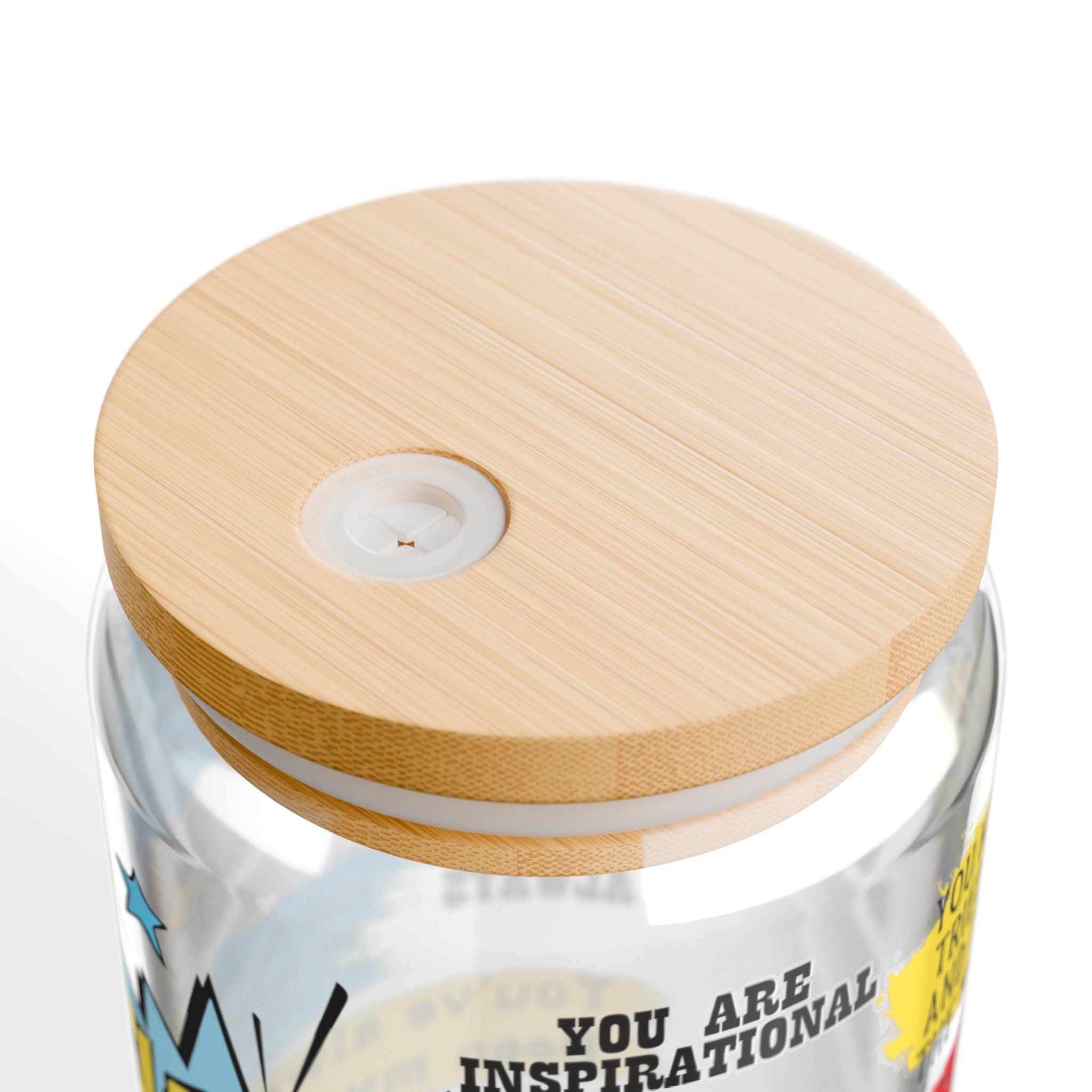 💙 Super Dad Glass Tumbler – 16oz Eco-Friendly Reusable Cup with Bamboo Lid