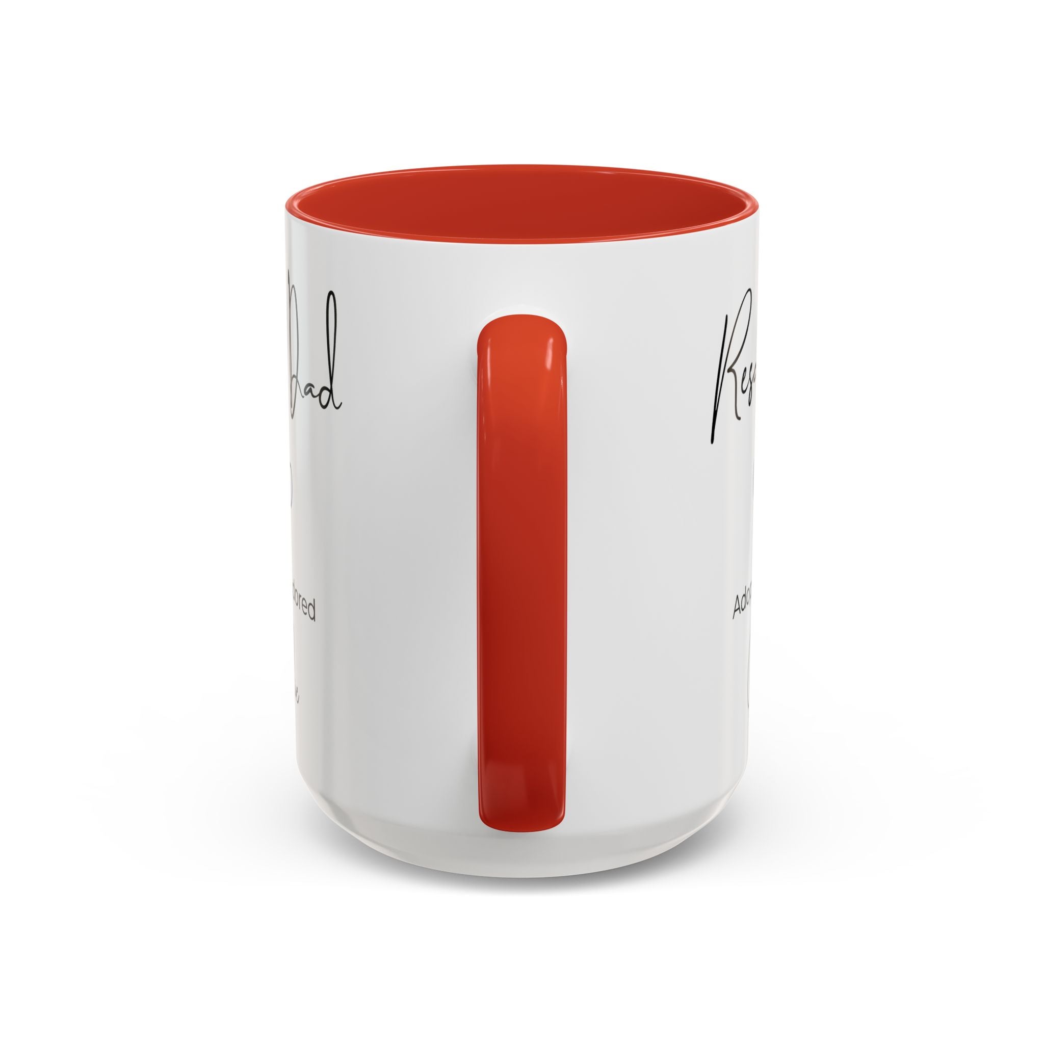 Rescue Dad Mug with Pet Name – Personalized Dog Lover Gift, Adopted & Adored, 15oz Accent Coffee Mug, Dishwasher Safe, USA Made