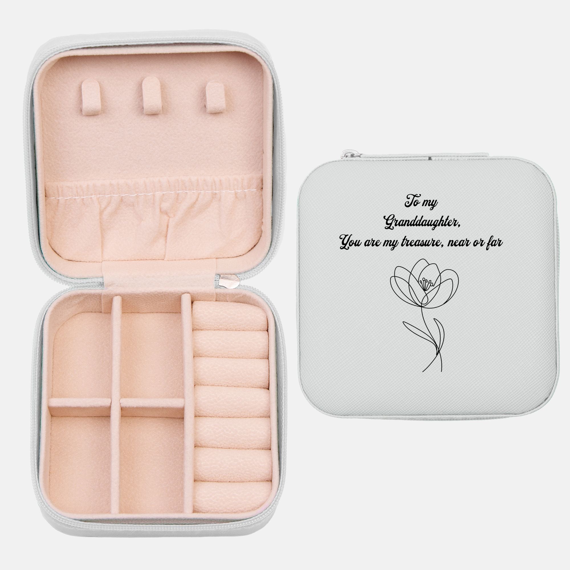 💖 To My Granddaughter – “You Are My Treasure” Jewelry Travel Case | Sentimental Faux Leather Keepsake