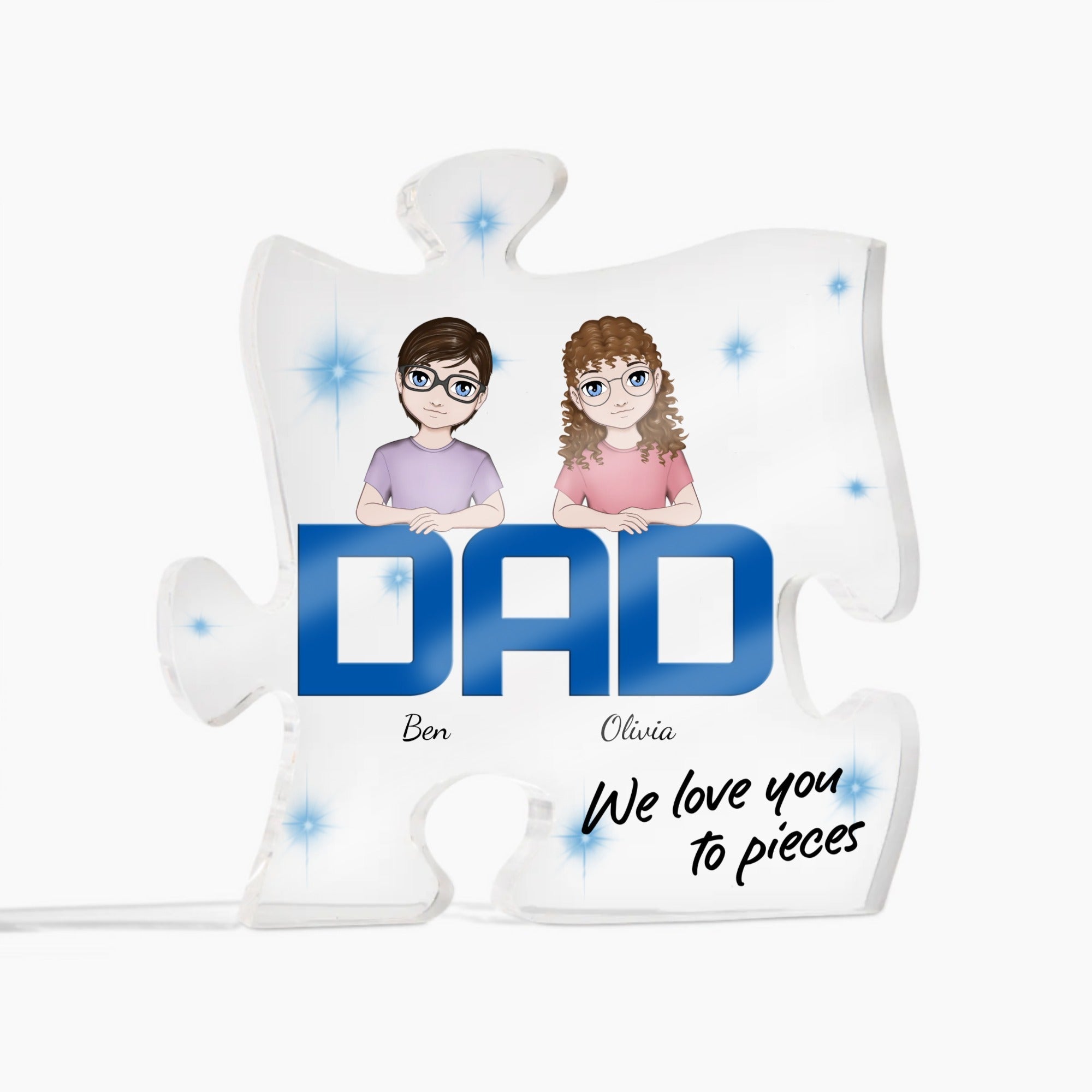 🧩 "We Love You to Pieces" – Personalized Acrylic Puzzle Plaque for Dad