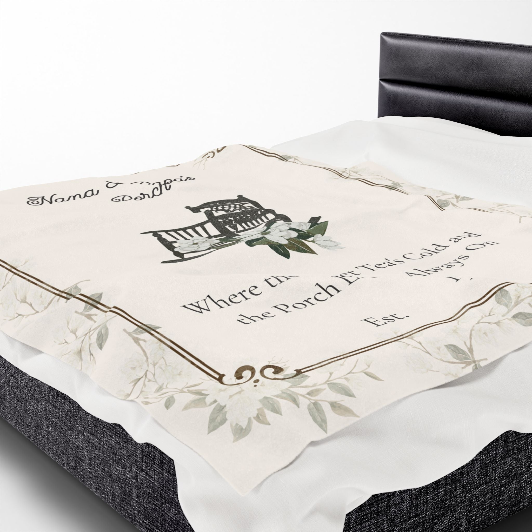 Personalized Rocking Chair Porch Blanket – “Where the Sweet Tea’s Cold” | Cozy Velveteen Throw for Nana, Papa, Grandparents | Southern Gift, 3 Sizes
