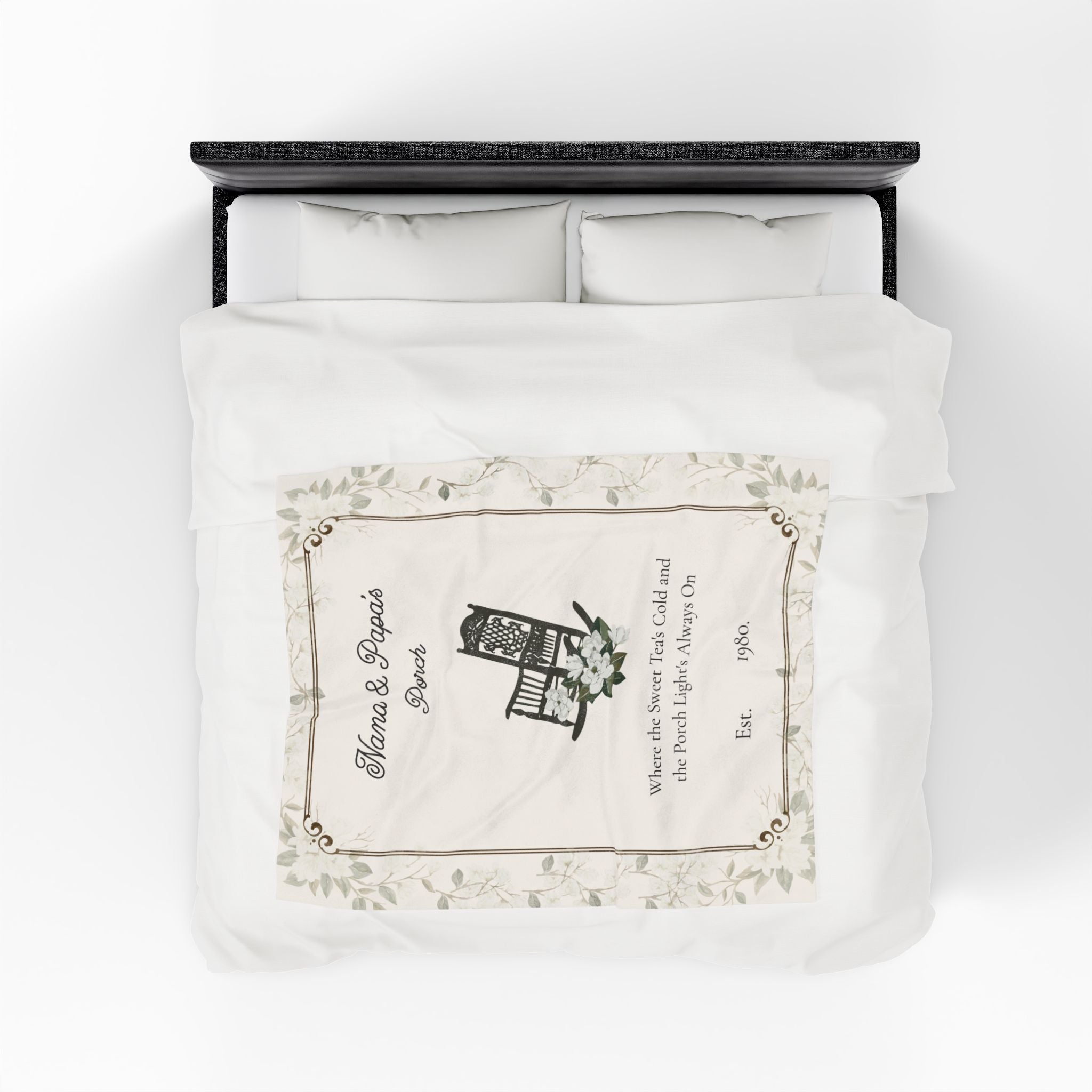 Personalized Rocking Chair Porch Blanket – “Where the Sweet Tea’s Cold” | Cozy Velveteen Throw for Nana, Papa, Grandparents | Southern Gift, 3 Sizes